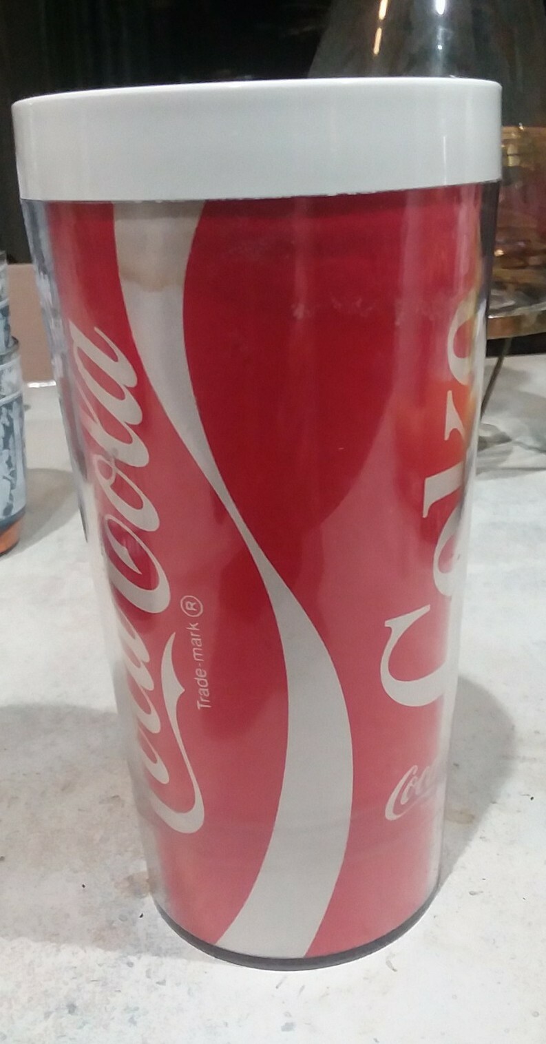 Vintage 70s Thermo Serv Coca-Cola Coke Tumbler Insulated Plastic Mug Red White 
