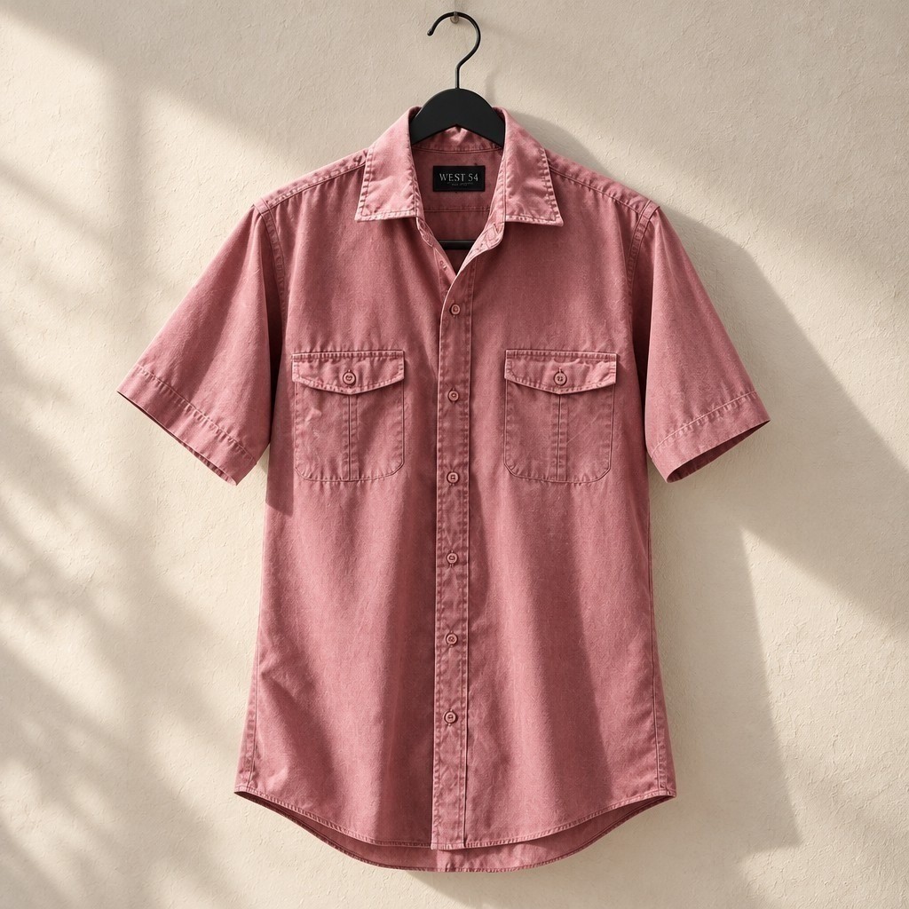 Vintage 1970s Levi\'s Fitted Shirt Dusty Rose Pink Safari Style S/S Shirt Small