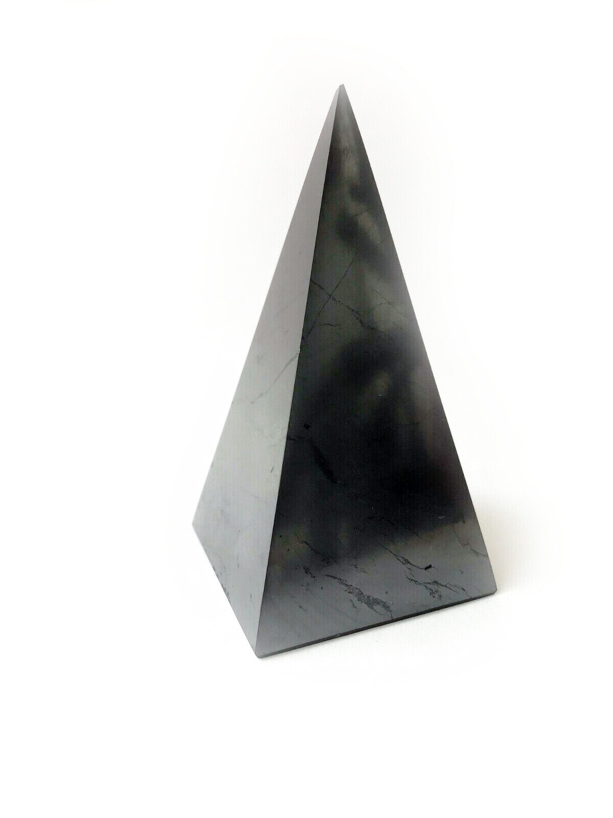 High Polished shungite pyramid 120mm 4,7″ Karelia EMF home decor