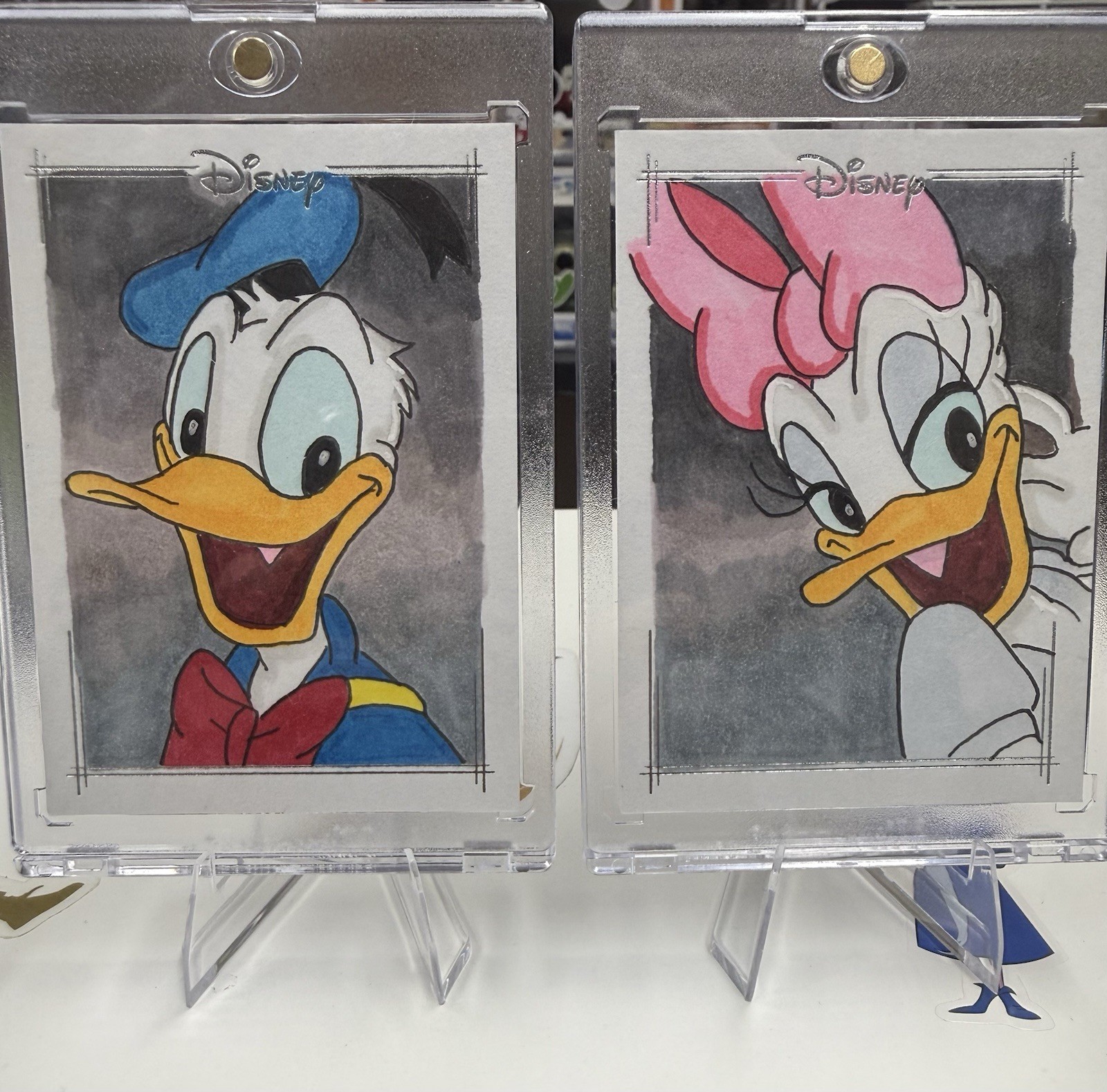 2026 Topps Chrome Disney Donald & Daisy Duck 1/1 Sketch Card Pair Artist Signed