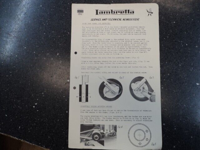 Lambretta Service Bulletin Original Item - Newsletter Front brake 175 Slimstyle
