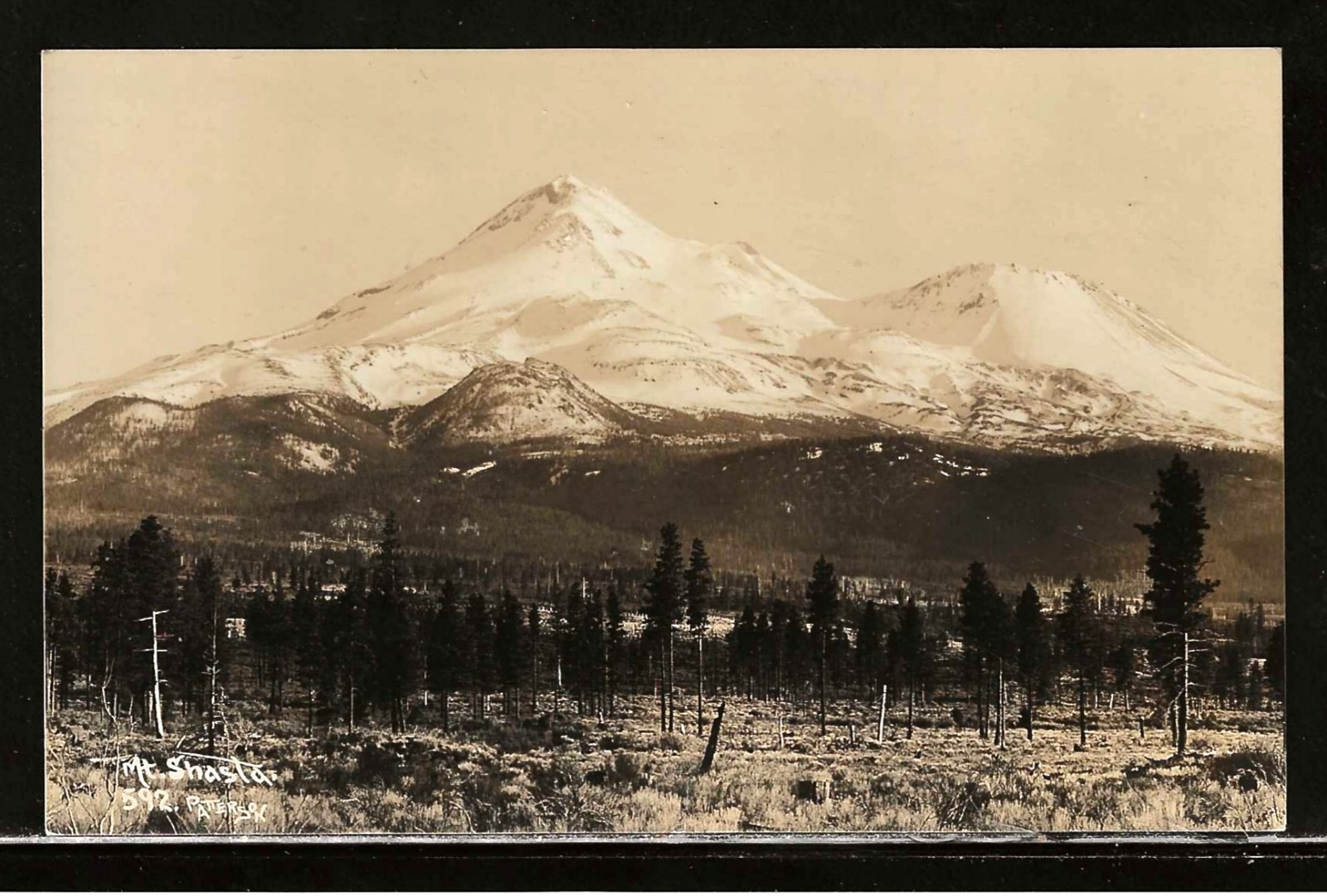 PATTERSON RPPC - MT SHASTA - POSTED  1930 DUNSMUIR CA TO PASCO WA