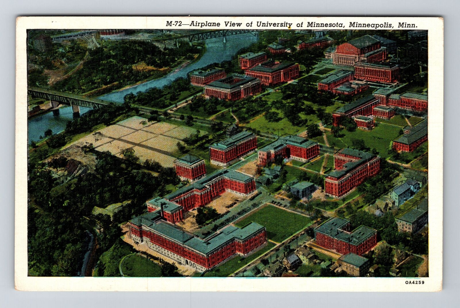 Minneapolis MN-Minnesota, Aerial University of Minnesota, Vintage Postcard