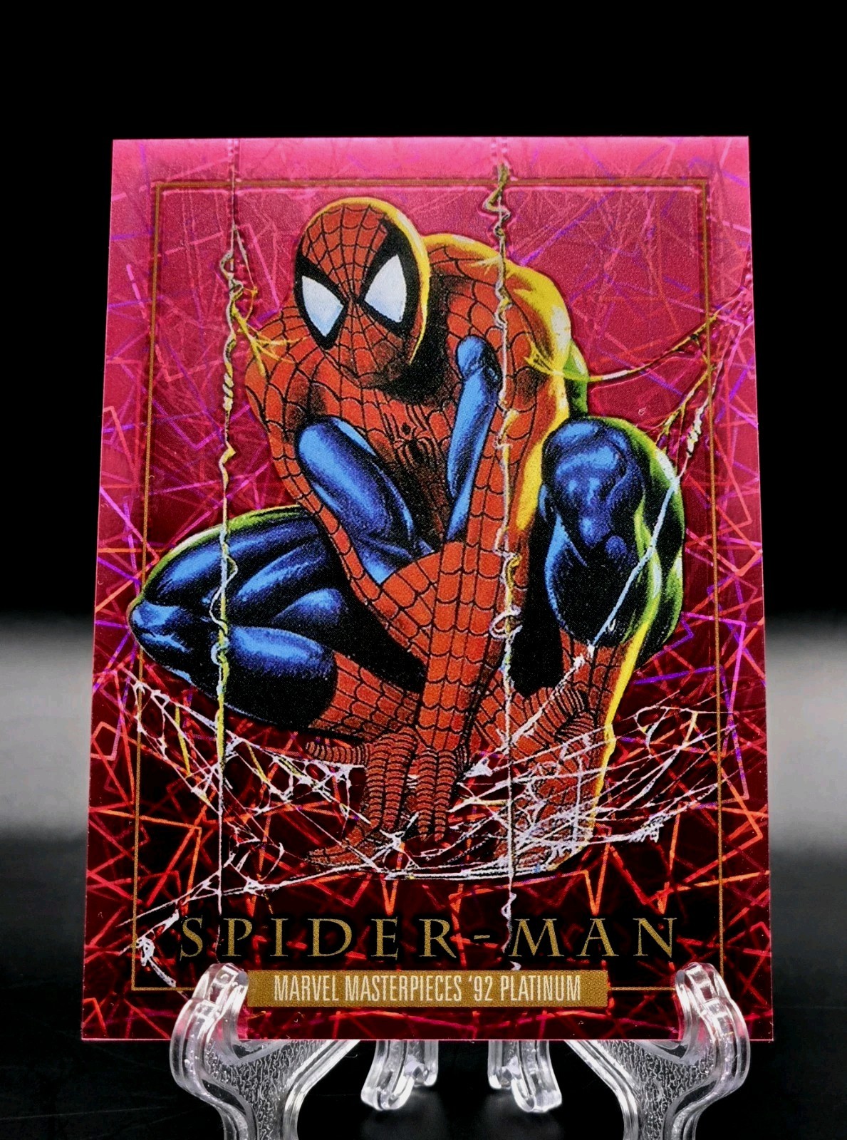 2024 Marvel Masterpieces '92 Platinum Spider-Man Pink Lasers /992 (GRADE-WORTHY)