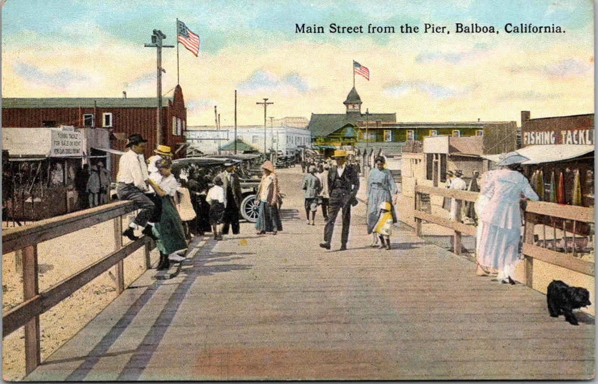 c1920 Main Street From The Pier Balboa California CA CT Photochrom Postcard