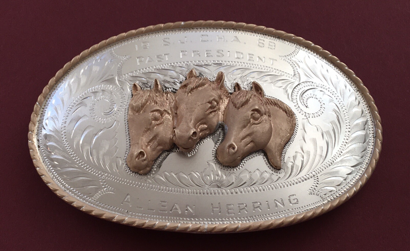 VTG Old West Sterling Silver Irvine Jachens 1969 SJCHA President’s Belt Buckle