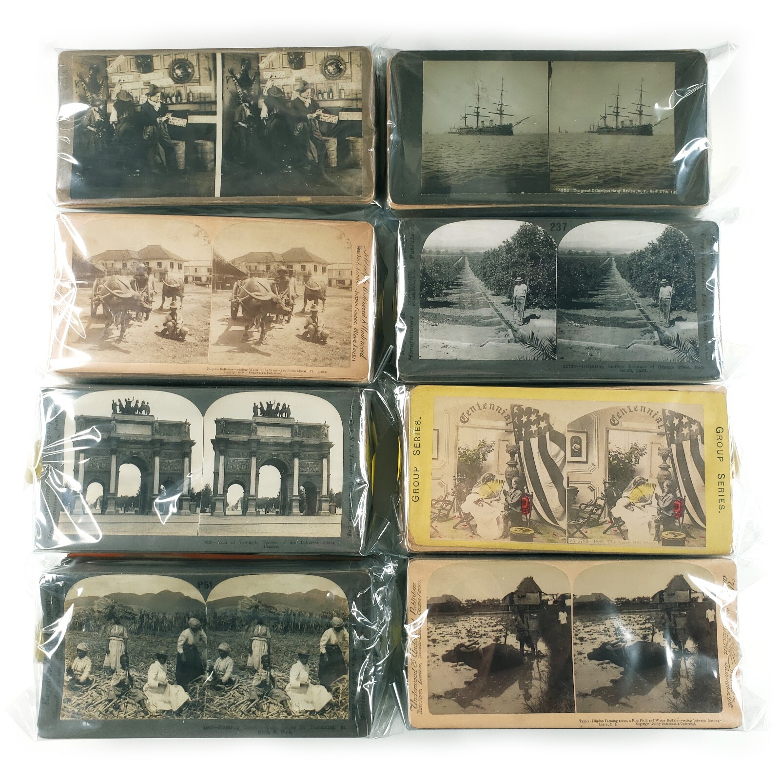 25 Antique Stereoview Cards Lot - Original Mixed Variety 1860s-1920s Photographs