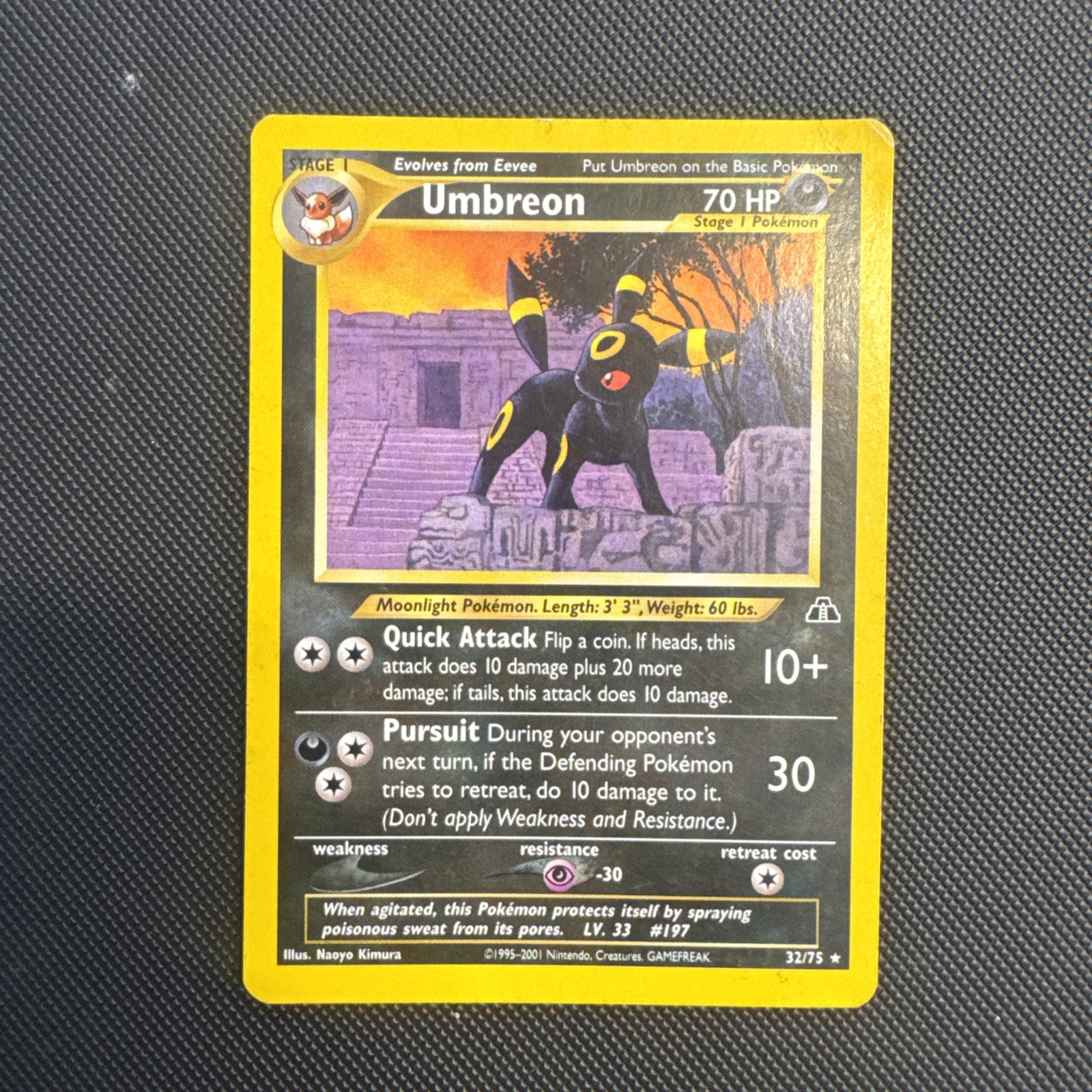 WOTC Pokémon Umbreon Neo Discovery 32/75 2001 Regular Rare English 70HP Stage 1
