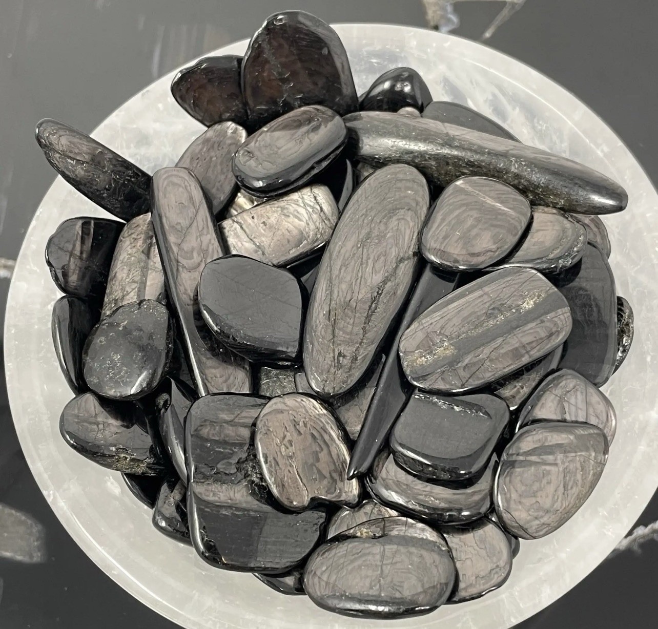 1/4 Pound Bag Natural Siver Sheen Hypersthene Stone Pocket Stones