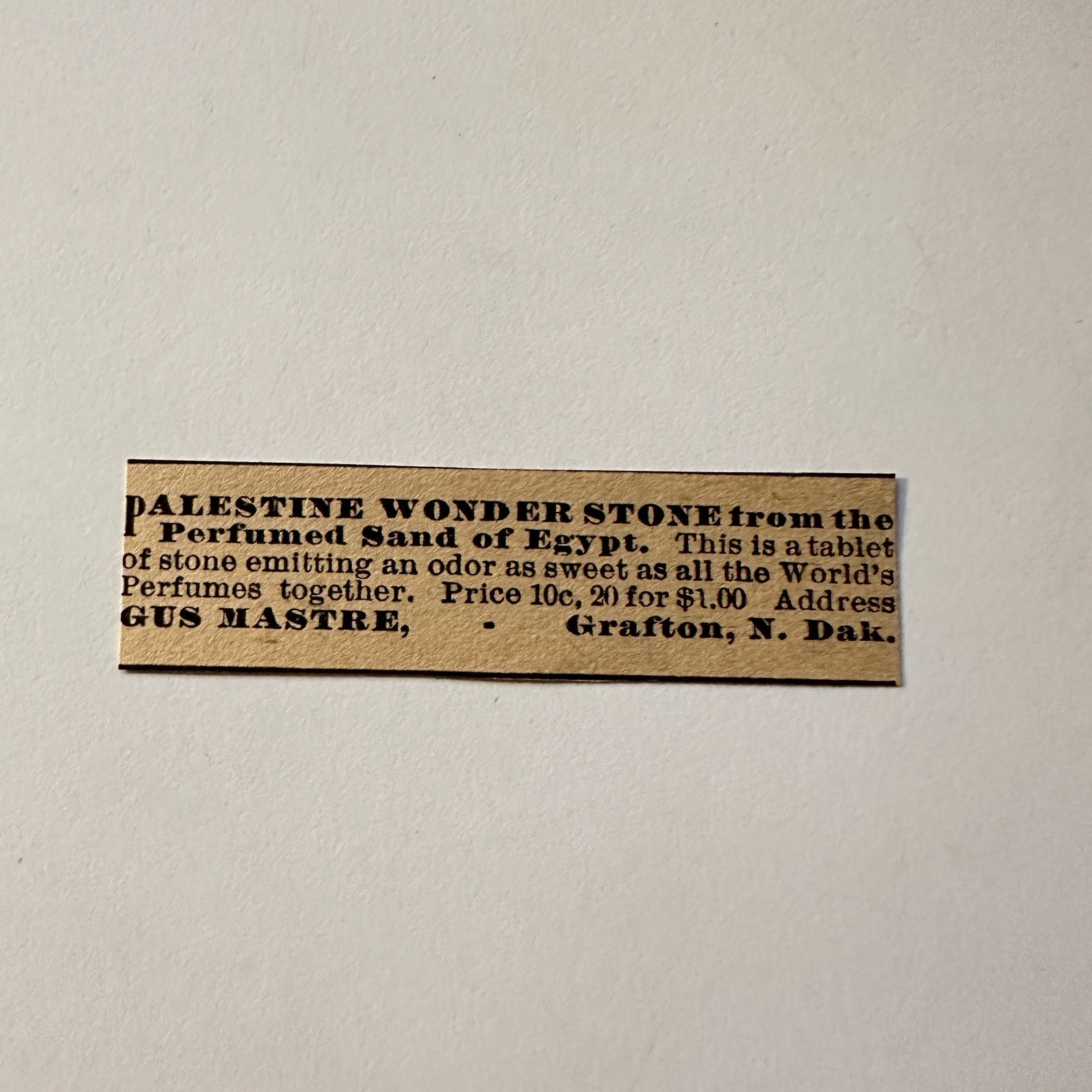 Palestine Wonder Stone Gus Mastre Grafton ND 1906 Minneapolis Ad 5AL1-S14