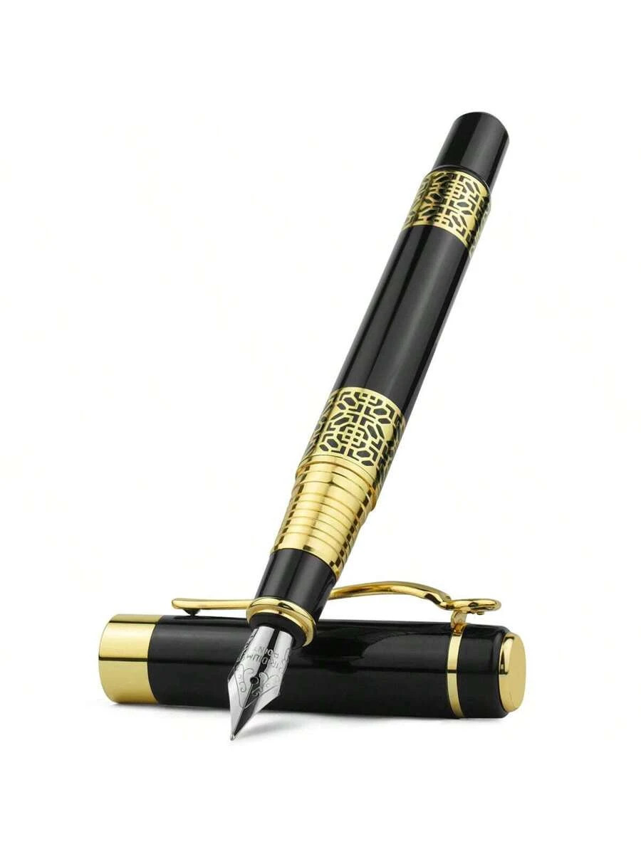 2pc Vintage Fountain Pen Set Fine Nib +100 Ink Cartridges Business Gift