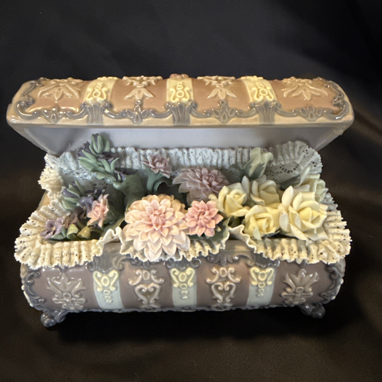 Rare Vintage Lladro Flowers Chest Retired #01004572