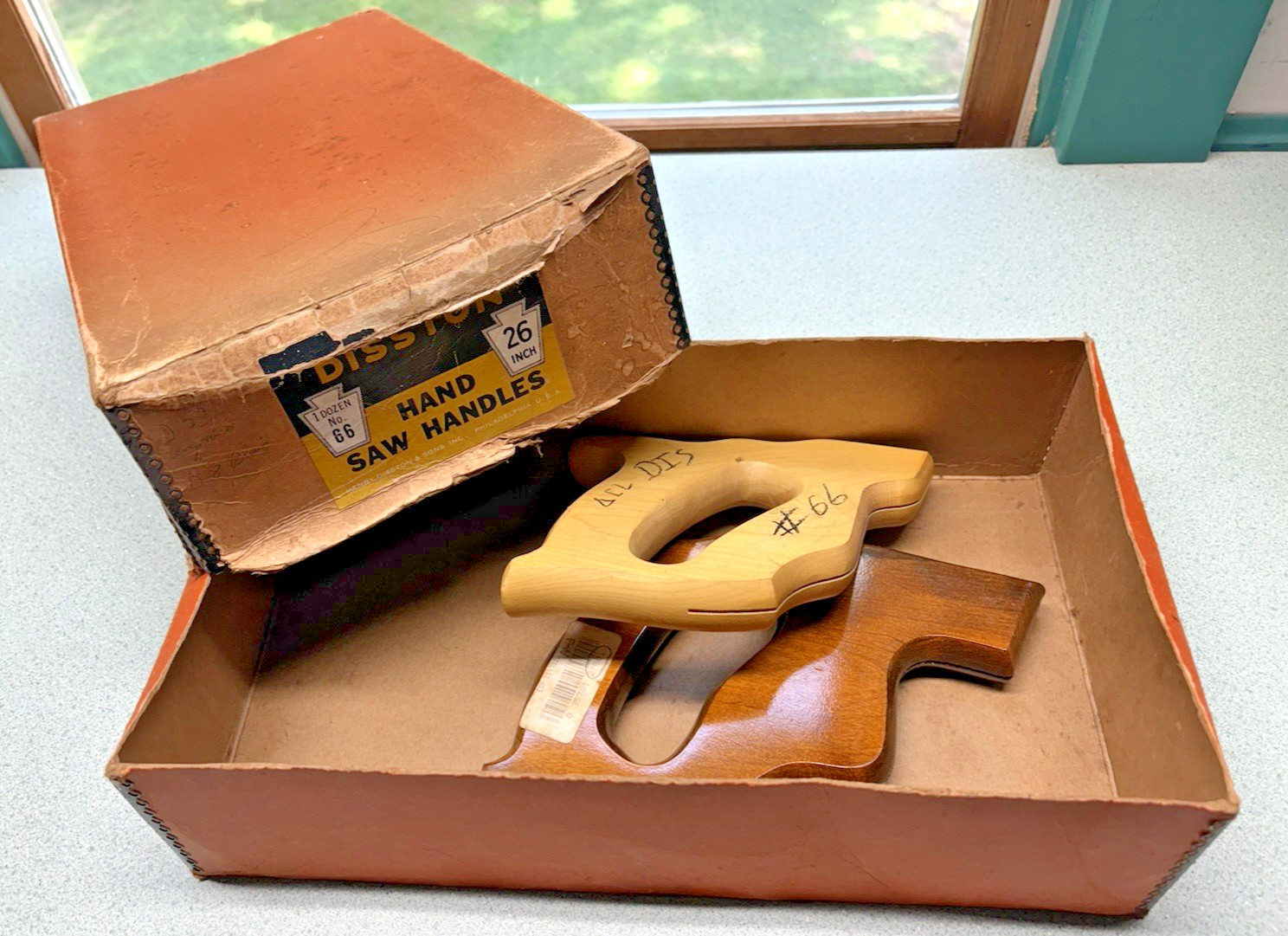 Vintage Hand saw Handles Disston ORIGINAL BOX rare 2 handles MUST SEE hardware