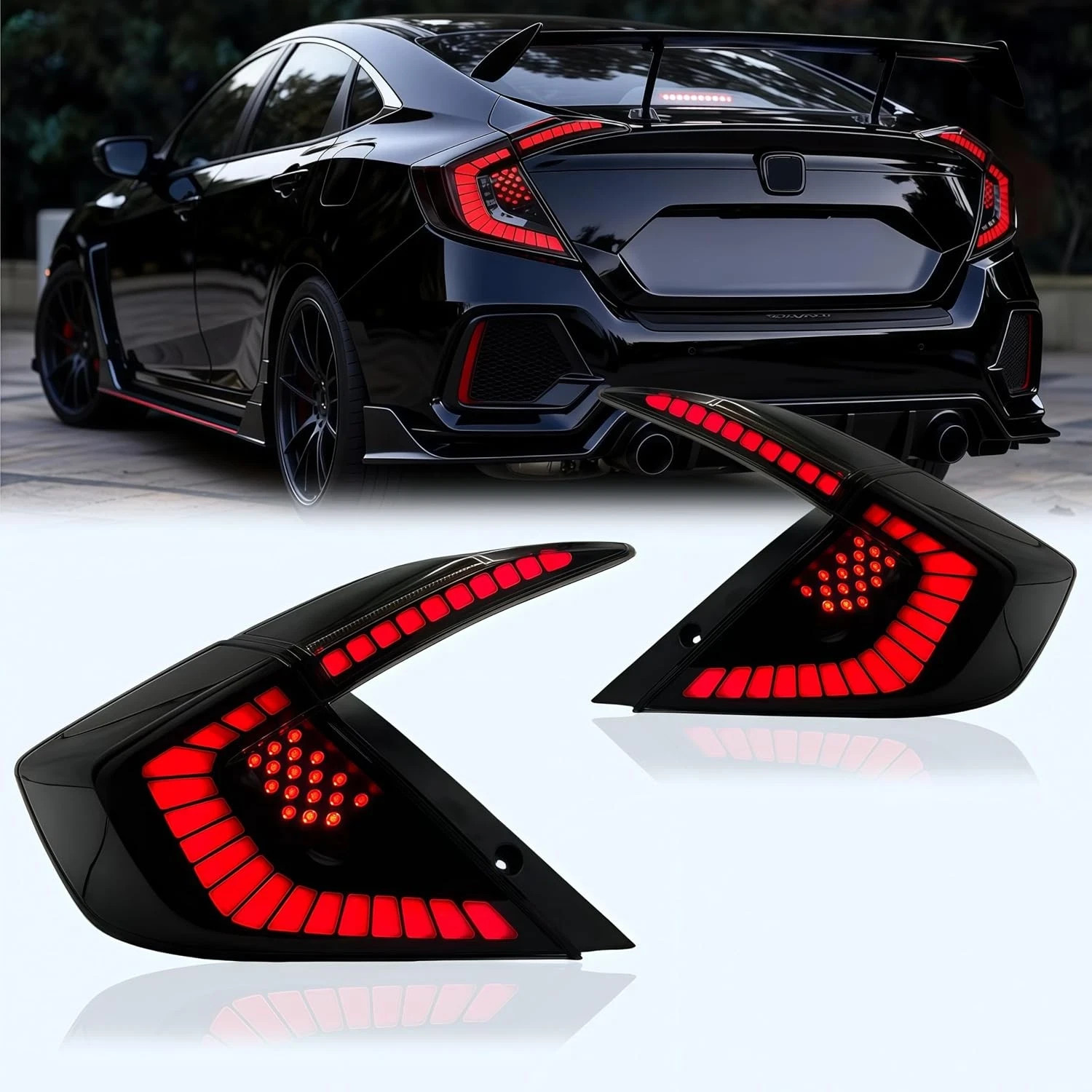 Sequential Dynamic LED Tail Lights for Honda Civic Sedan 2016-2021 10Th - 1 Pair
