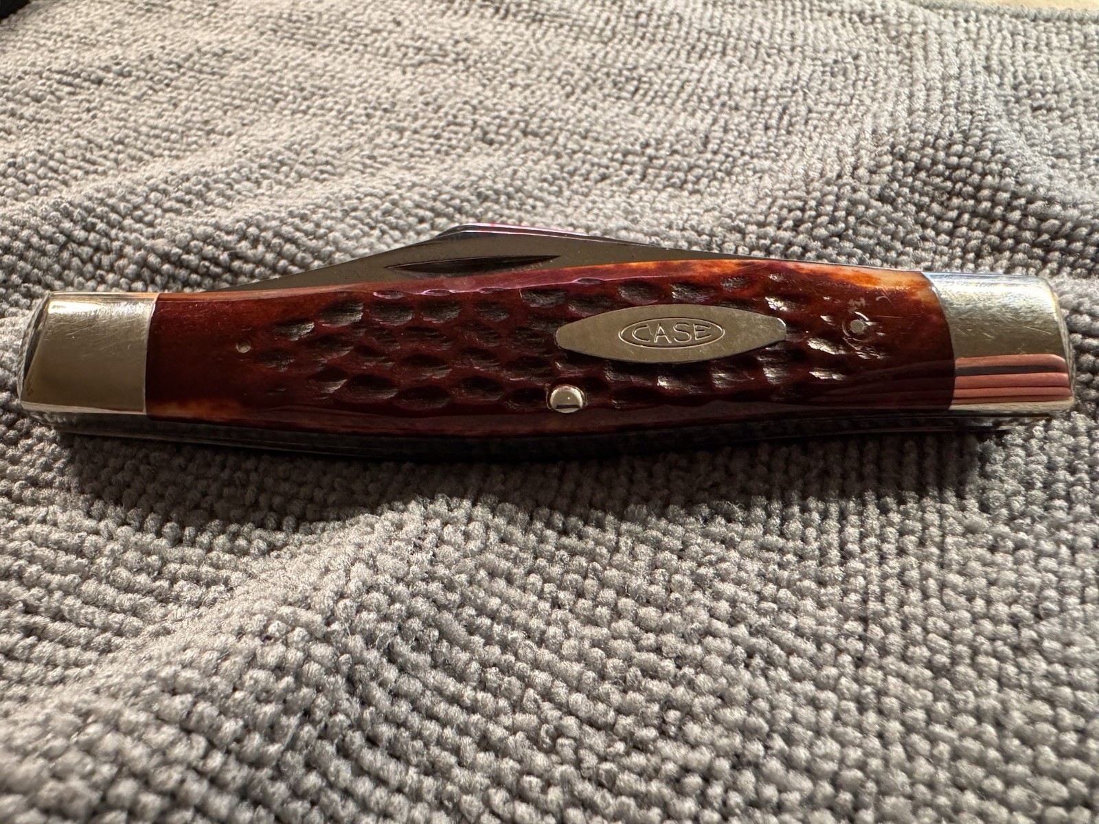 Vintage 1974 Case XX 6375 Large Stockman Pocket Knife 6 Dot Red Bone Near Mint