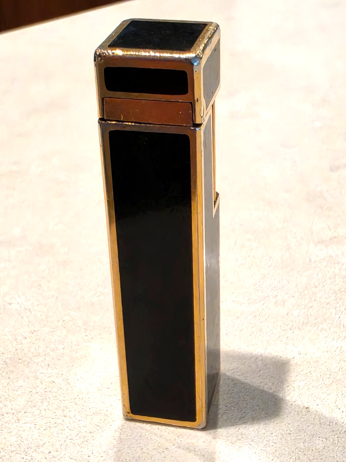 Cartier Enamel Gold & Black Oval Gas Lighter