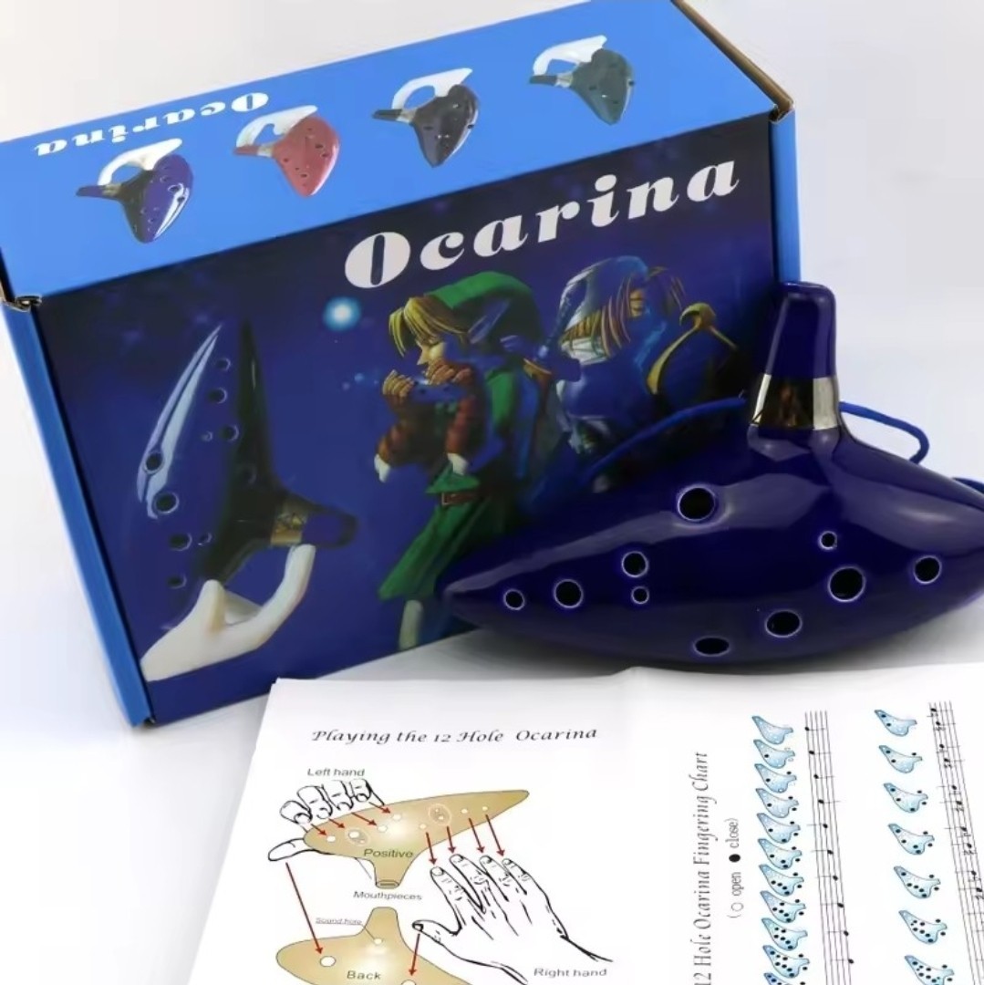 Legend of Zelda Ocarina of Time 12 Hole Ceramic Instrument W Songbook New