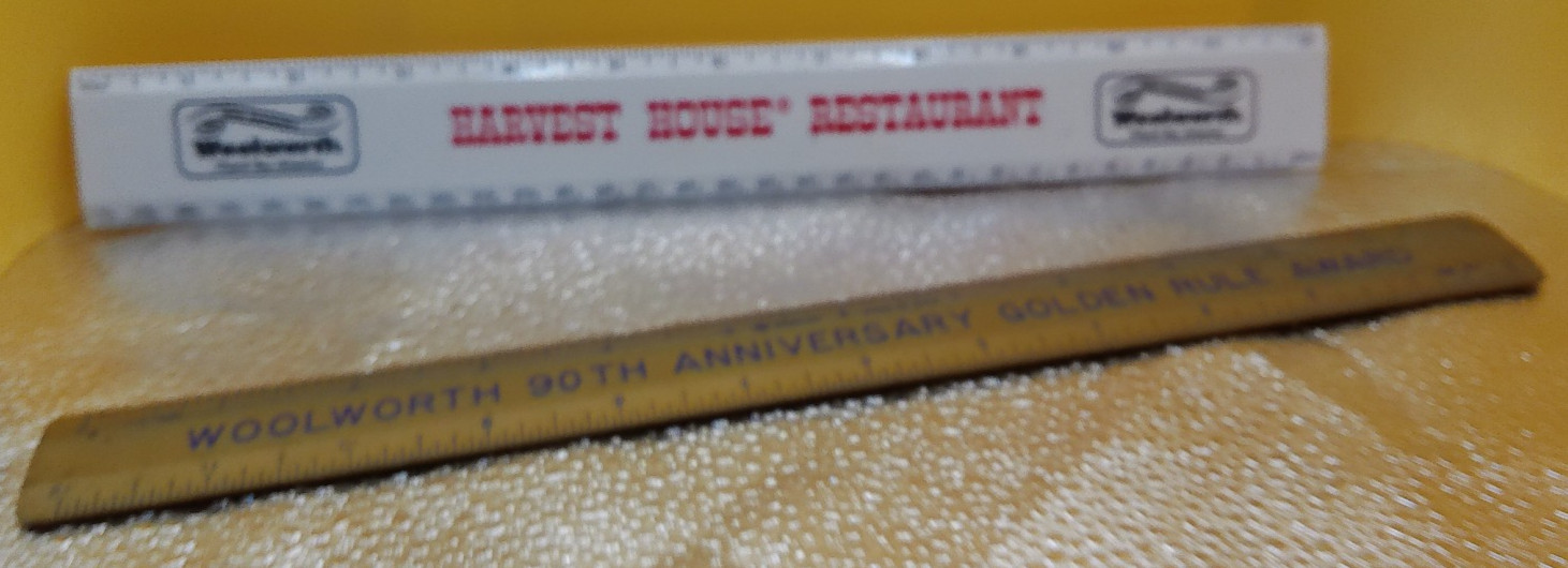 Woolworth Depatment store Harvest House restaurant 90th golden rule ruler lot 2