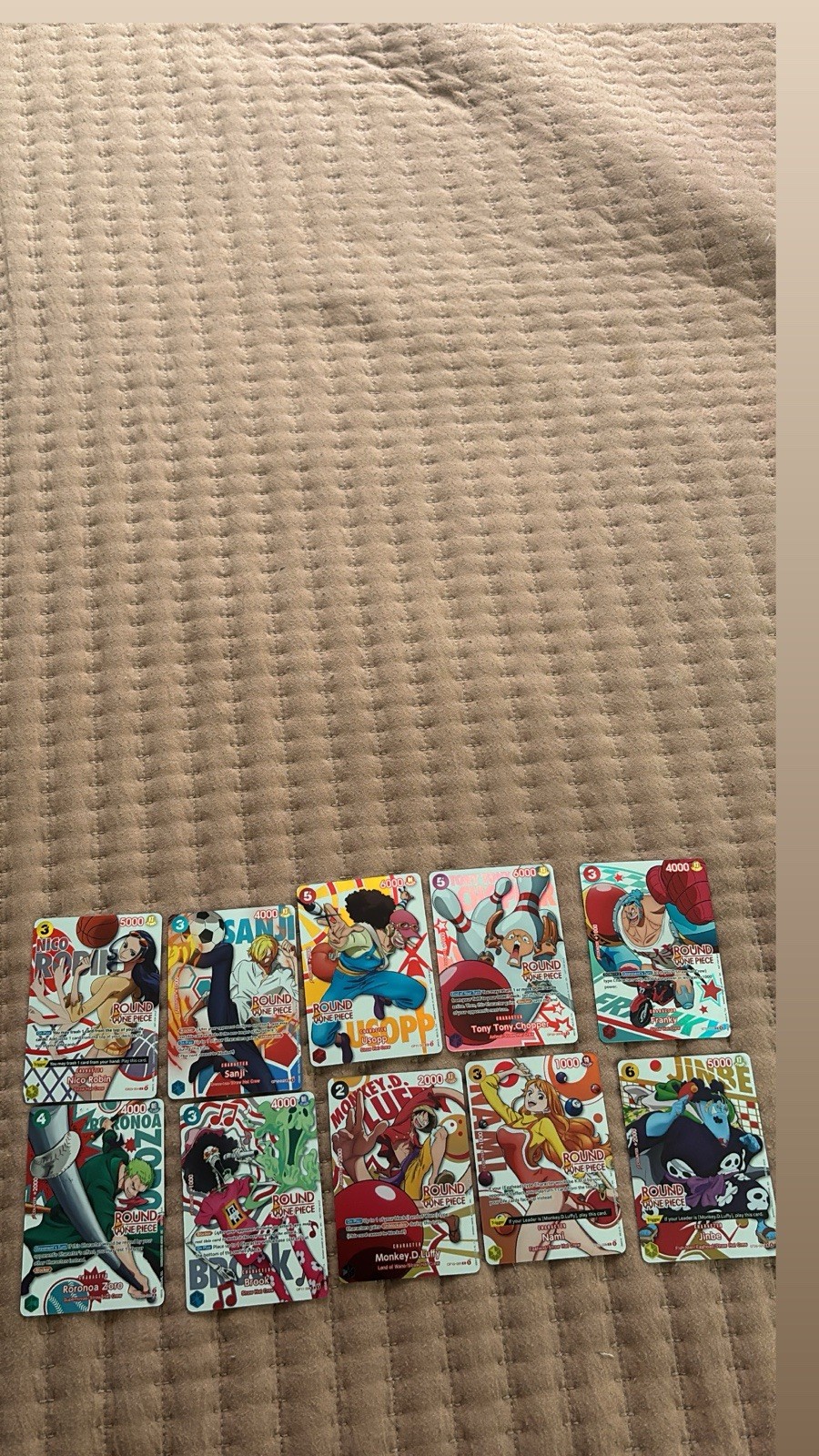 Round 1 x One Piece Promo Cards - Full Set of 10 English + 1 Keychain 