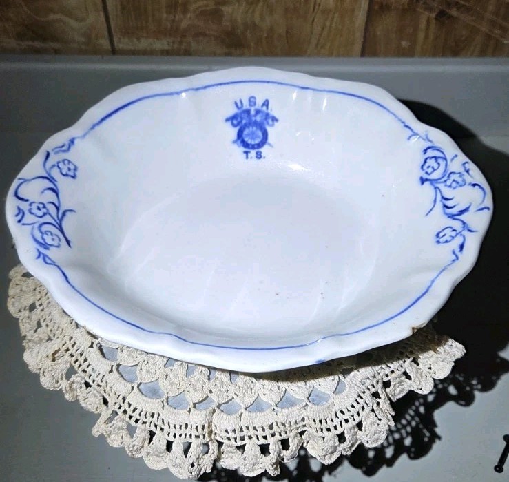 RARE**US Army Transport Service Oval Stoneware Serving Dish WWI Or Earlier