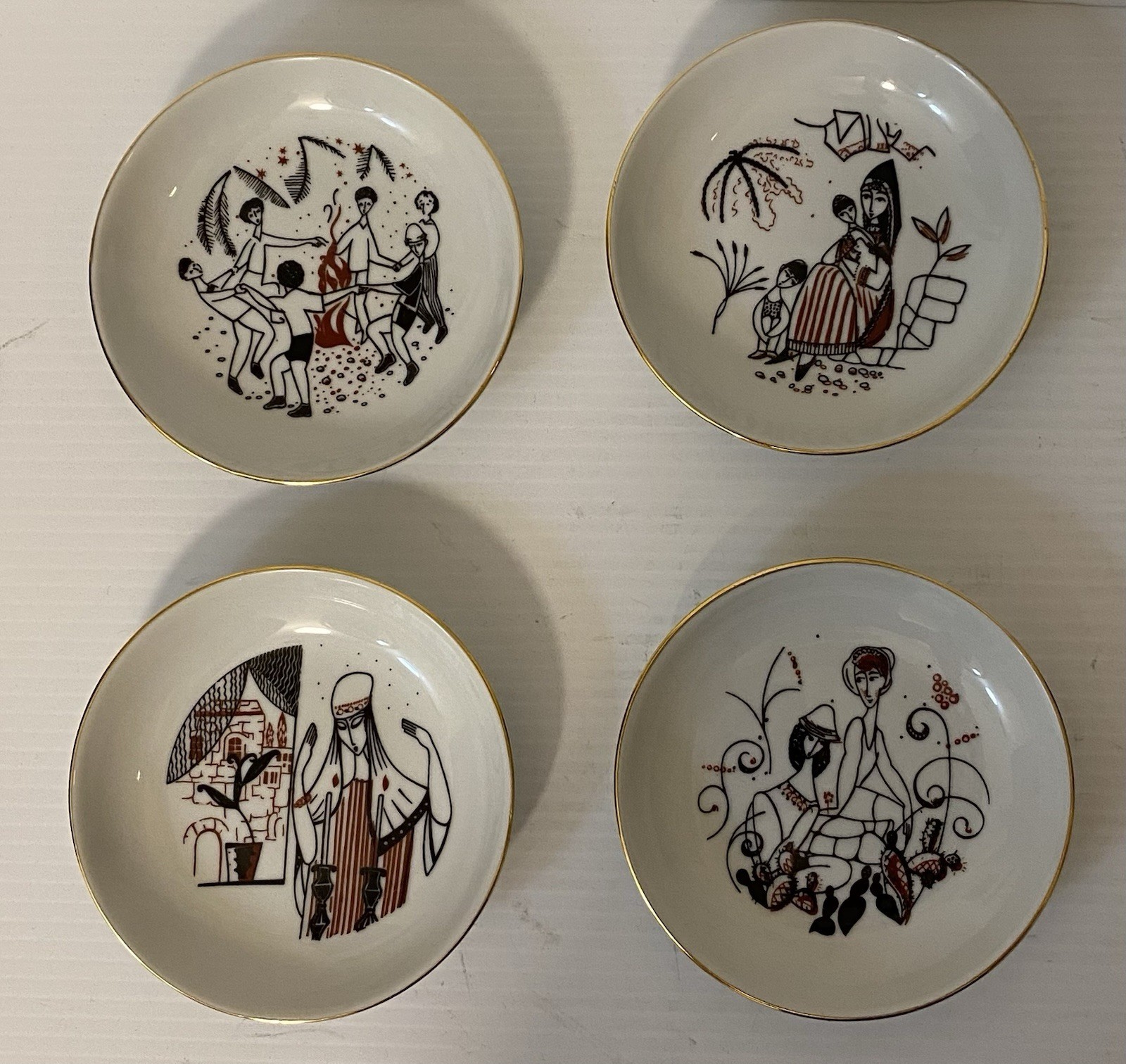 Naaman Fine Porcelain Of Israel Plate Israeli Folklore Lot Of 4
