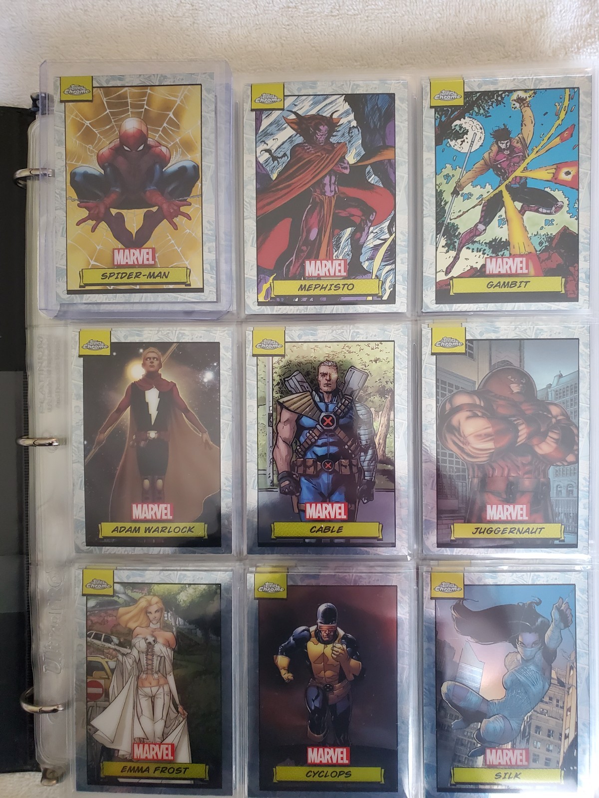 2024 Topps Chrome Marvel Complete Base Set 1-150 Sleeved in Pages w/ Binder