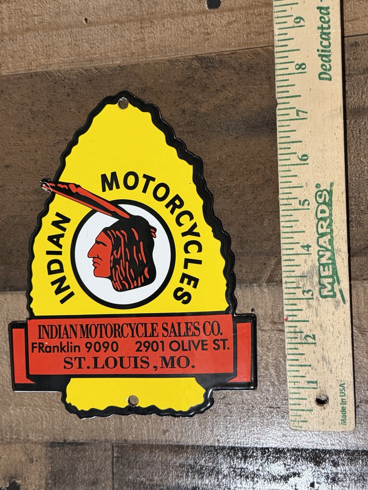 Vintage Style Motorcycles St. Louis Enamel Advertising Porcelain  Sign
