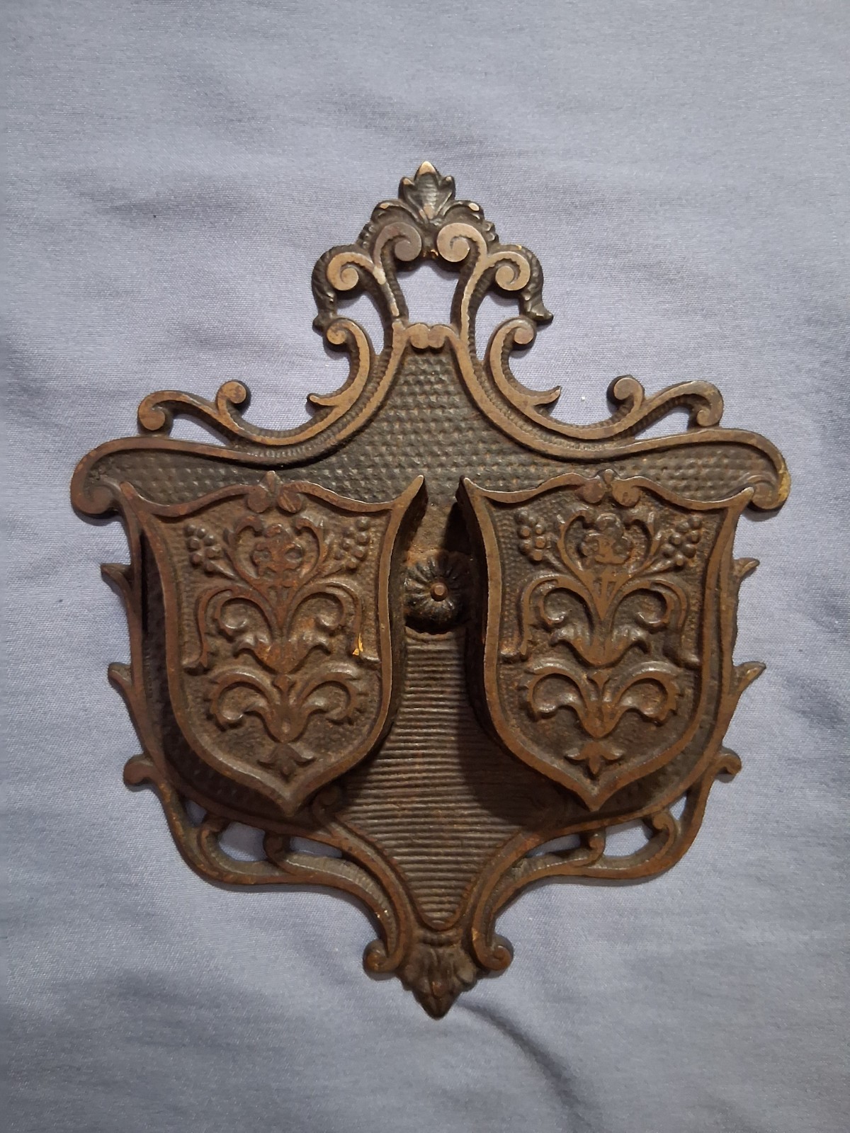 Antique 1860s Match Safe Double Gothic Style Cast Iron Match Wall Safe c1860s