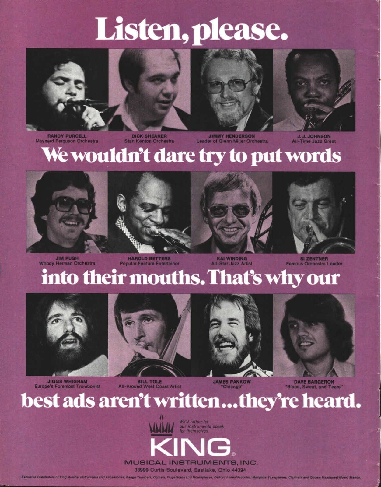 1977 King Musical Instruments Orchestra Jazz Musicians - Vintage Ad