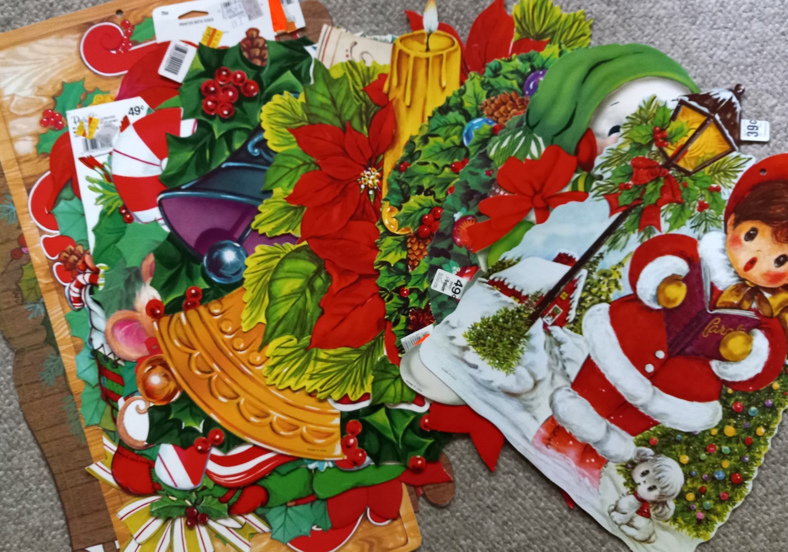 Vintage 70s-80s Christmas DIE-CUT Window-Wall Decor Lot of 18-UNUSED #1