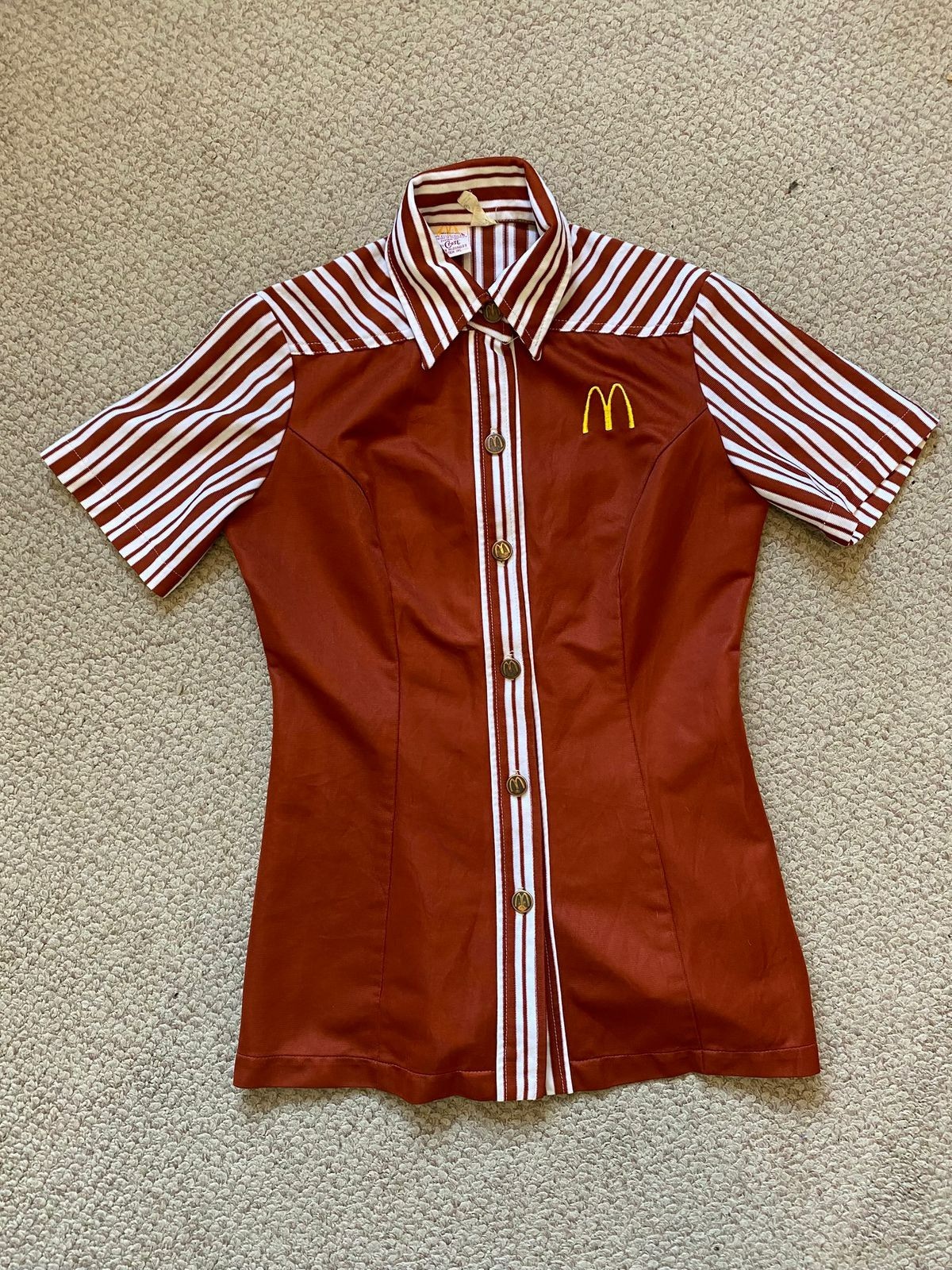 Vintage 1970s McDonald's Employee Shirt Uniform Fast Food Collectible