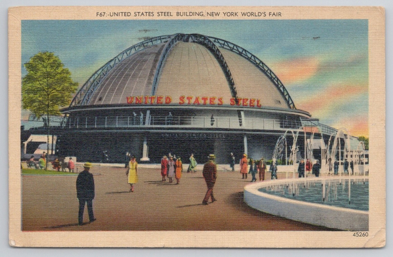 1939 NY World's Fair United States Steel Building Postcard Posted