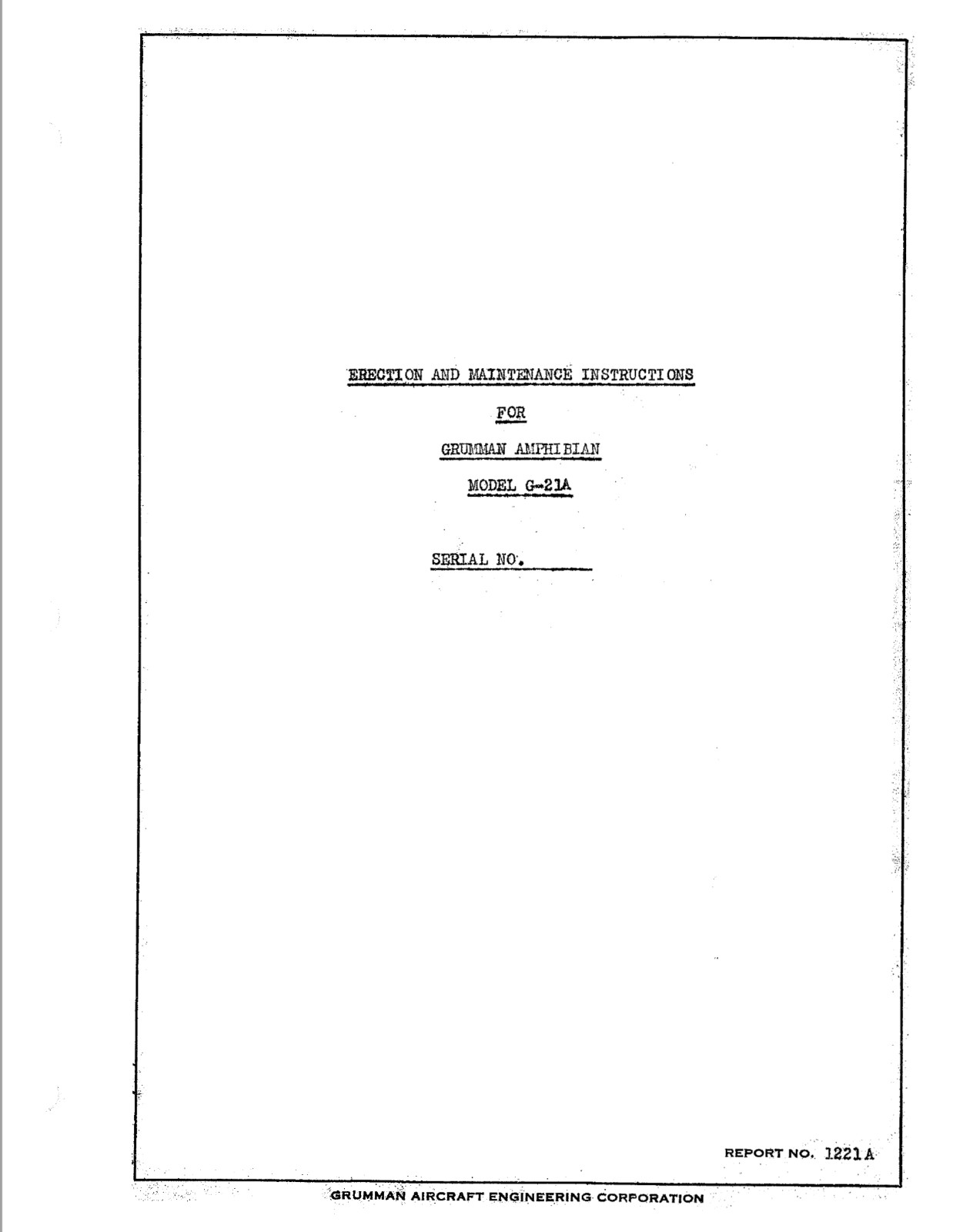 140 Page 1938 GRUMMAN GOOSE G-21 FLYING BOAT Erection & Maintenance Manual CD