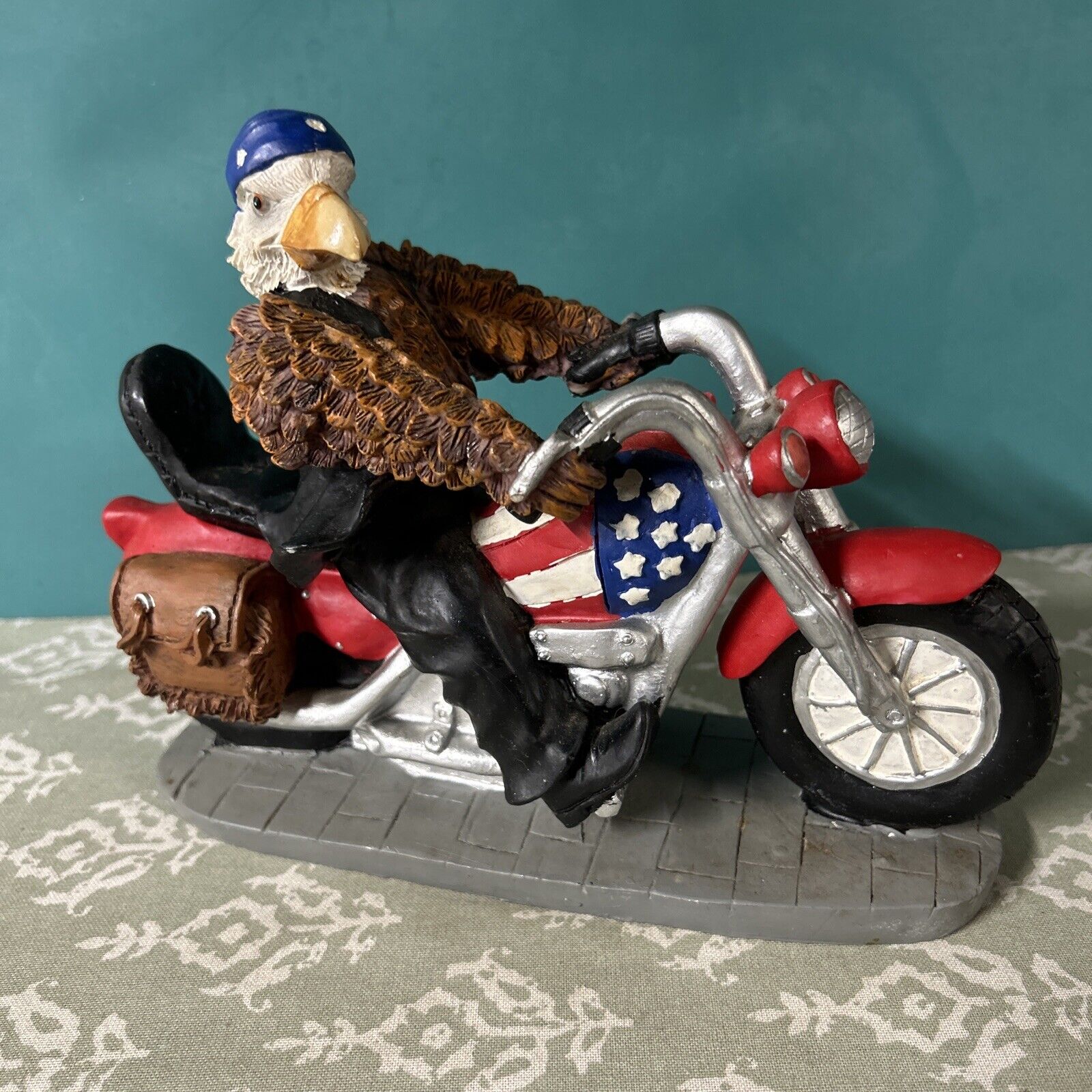 Easy Rider Motorcycle Bald Eagle Biker 8” Figurine