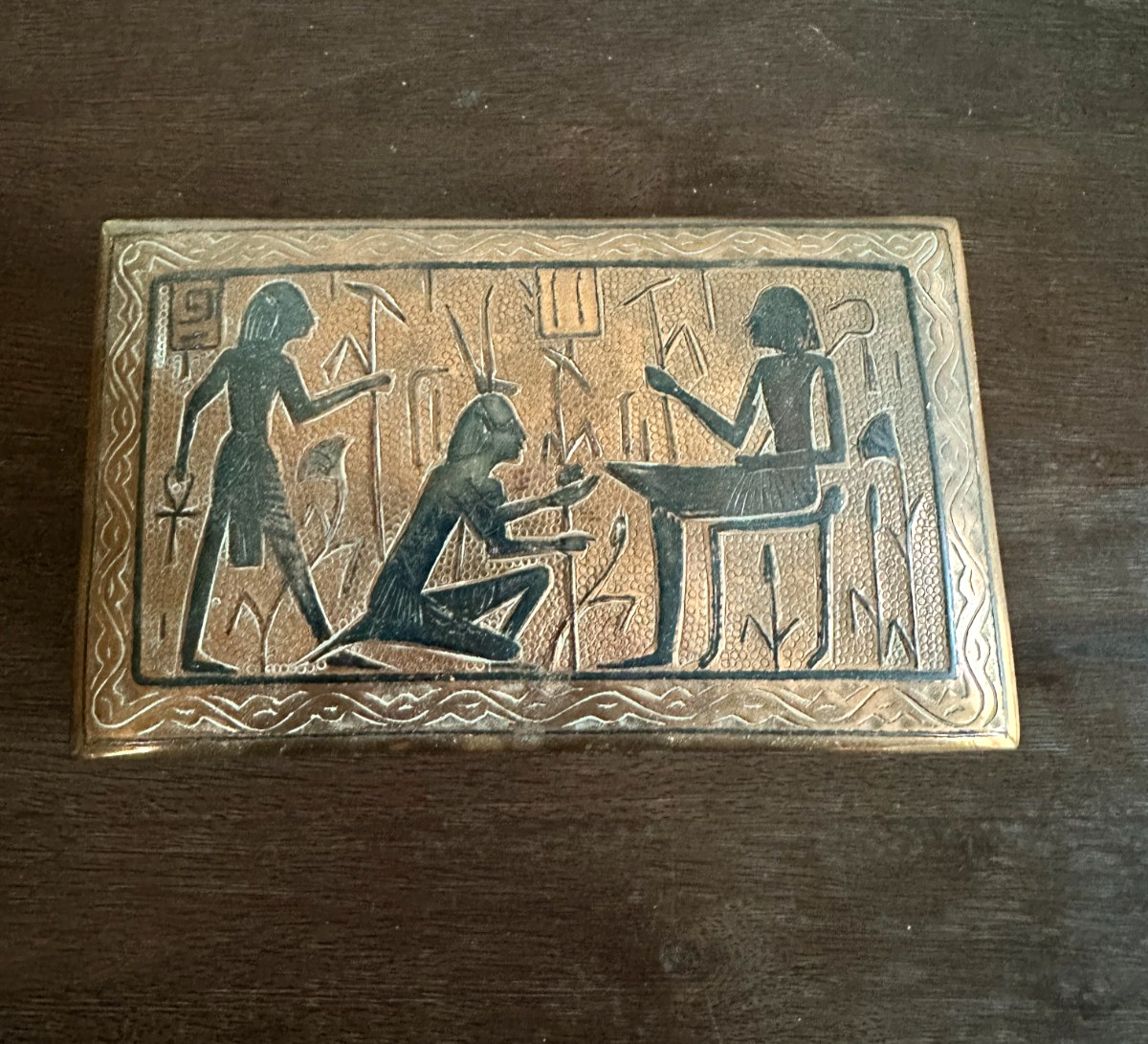 ANTIQUE 1920'S EGYPTIAN REVIVAL BRONZE TRINKET BOX ANTIQUE 1920'S EGYPTIAN REVIVAL BRONZE TRINKET BOX