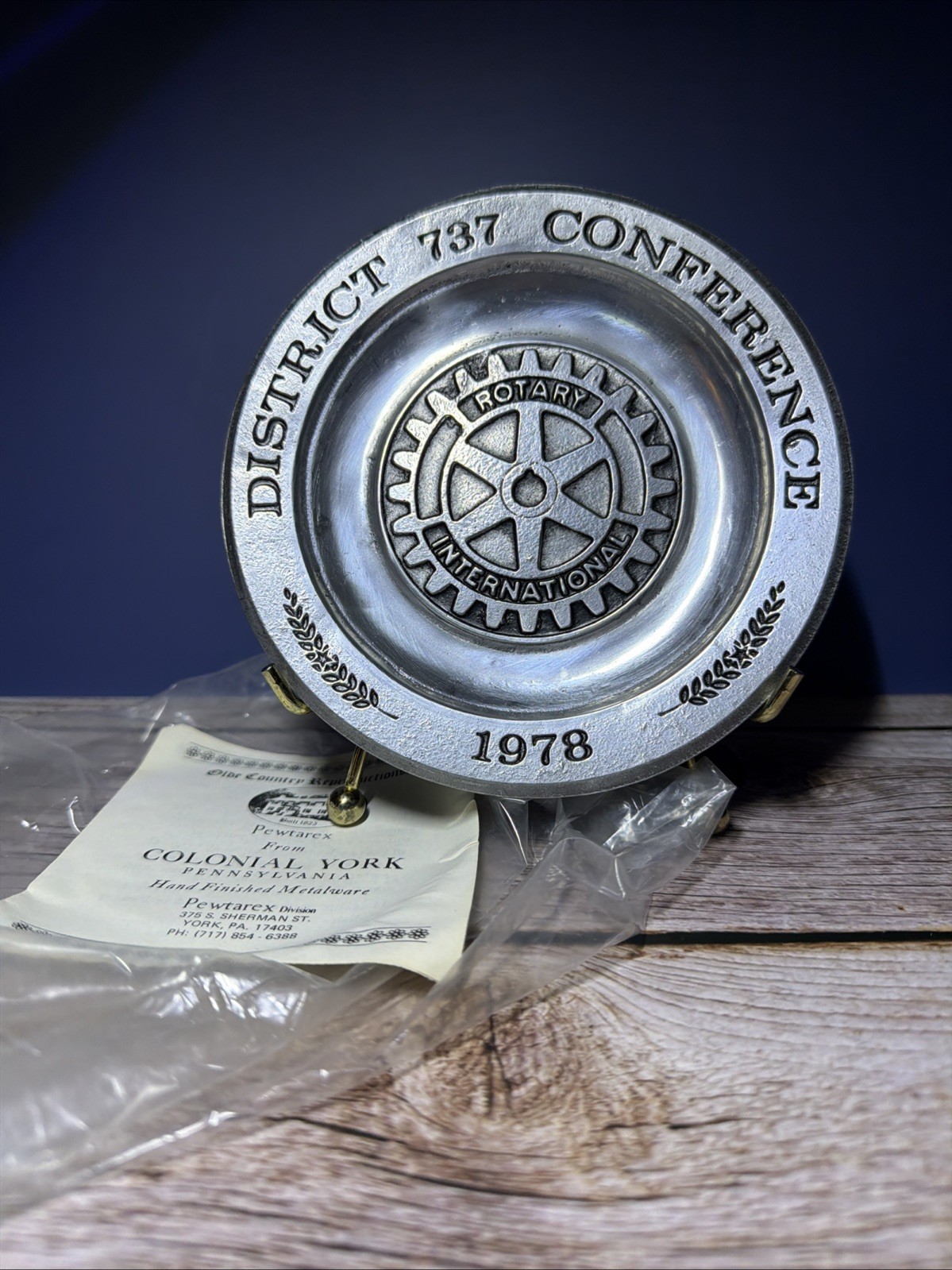 Vintage Pewtarex Rotary International District 737 Conference 1978 Plate