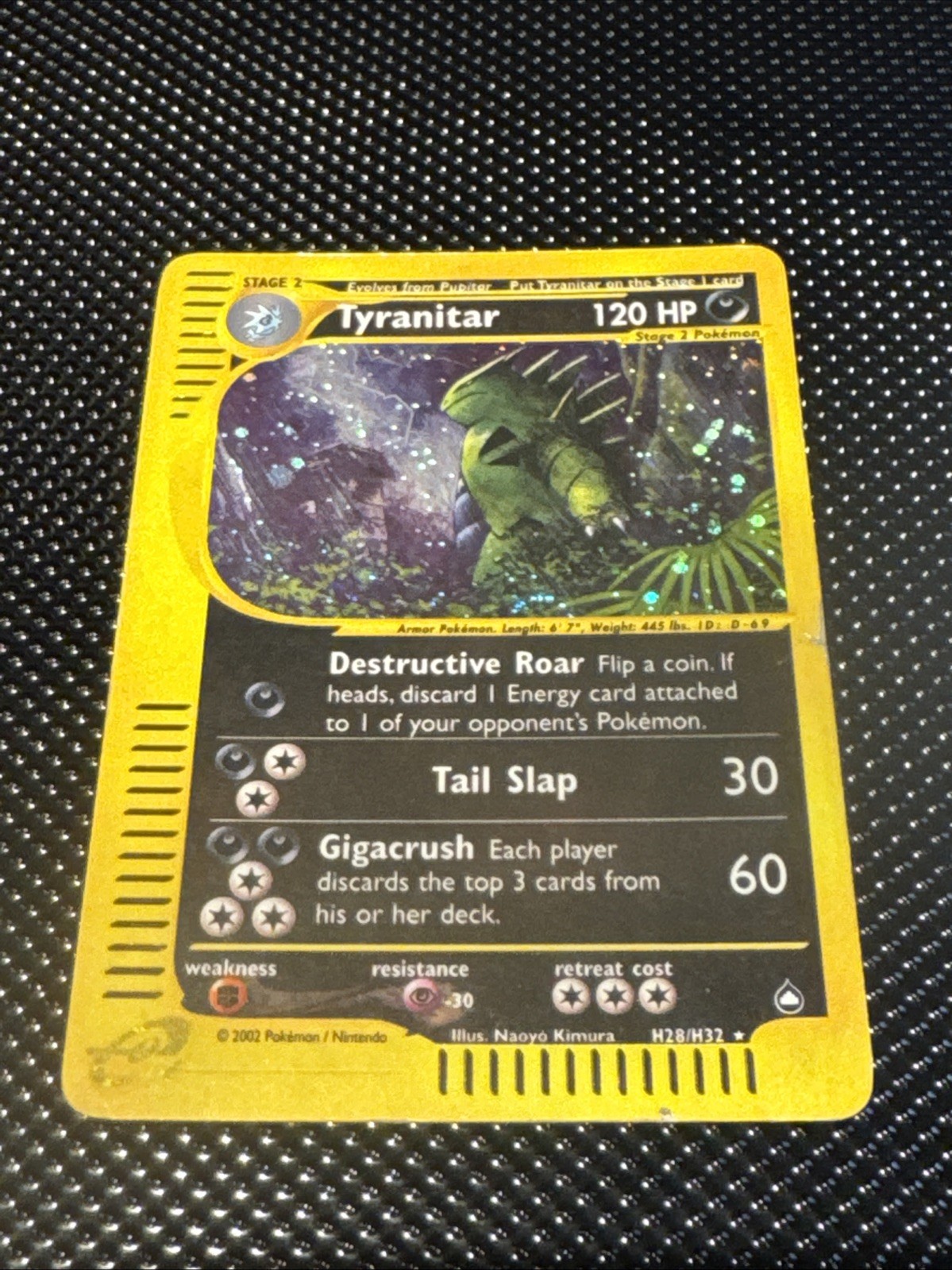 Tyranitar H28/H32 Holo Aquapolis 2002 Is-Series Pokemon TCG Creased