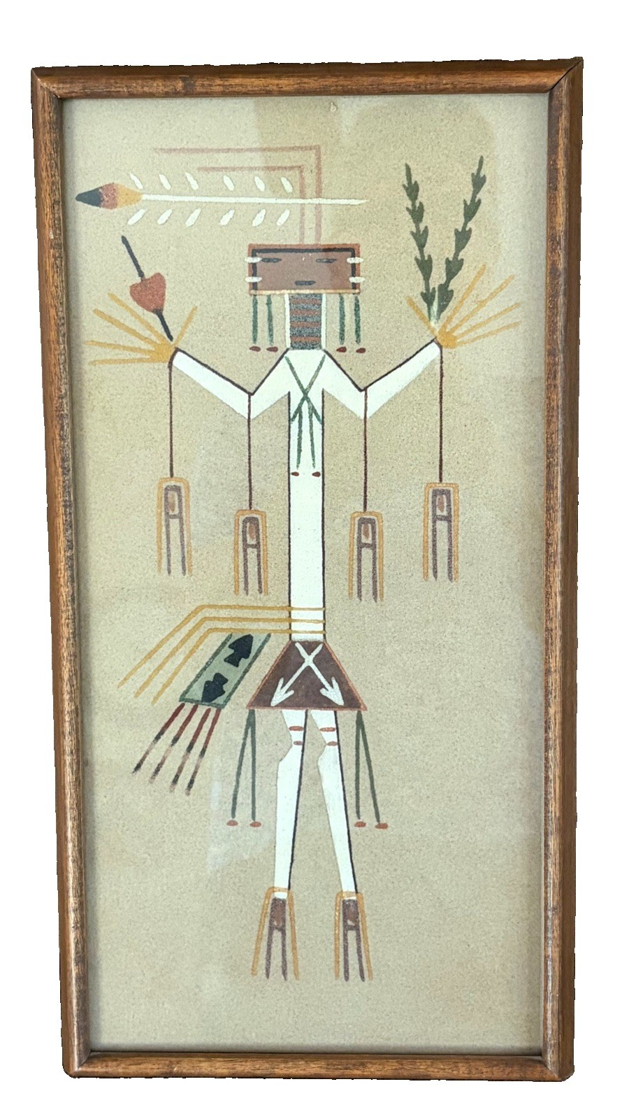 Vtg 1970’s Navajo Yei “Scared Ones” Sand Painting By Wilson Price Sr. Signed