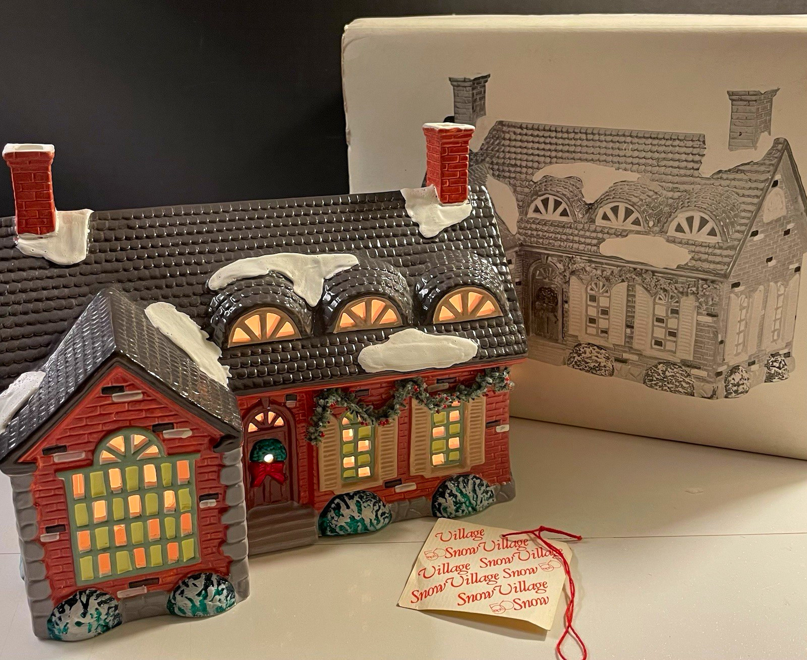 Vntg Dept 56 Stonehurst House 1988 Snow Village COMPLETE W/ Box Cord Hang Tag