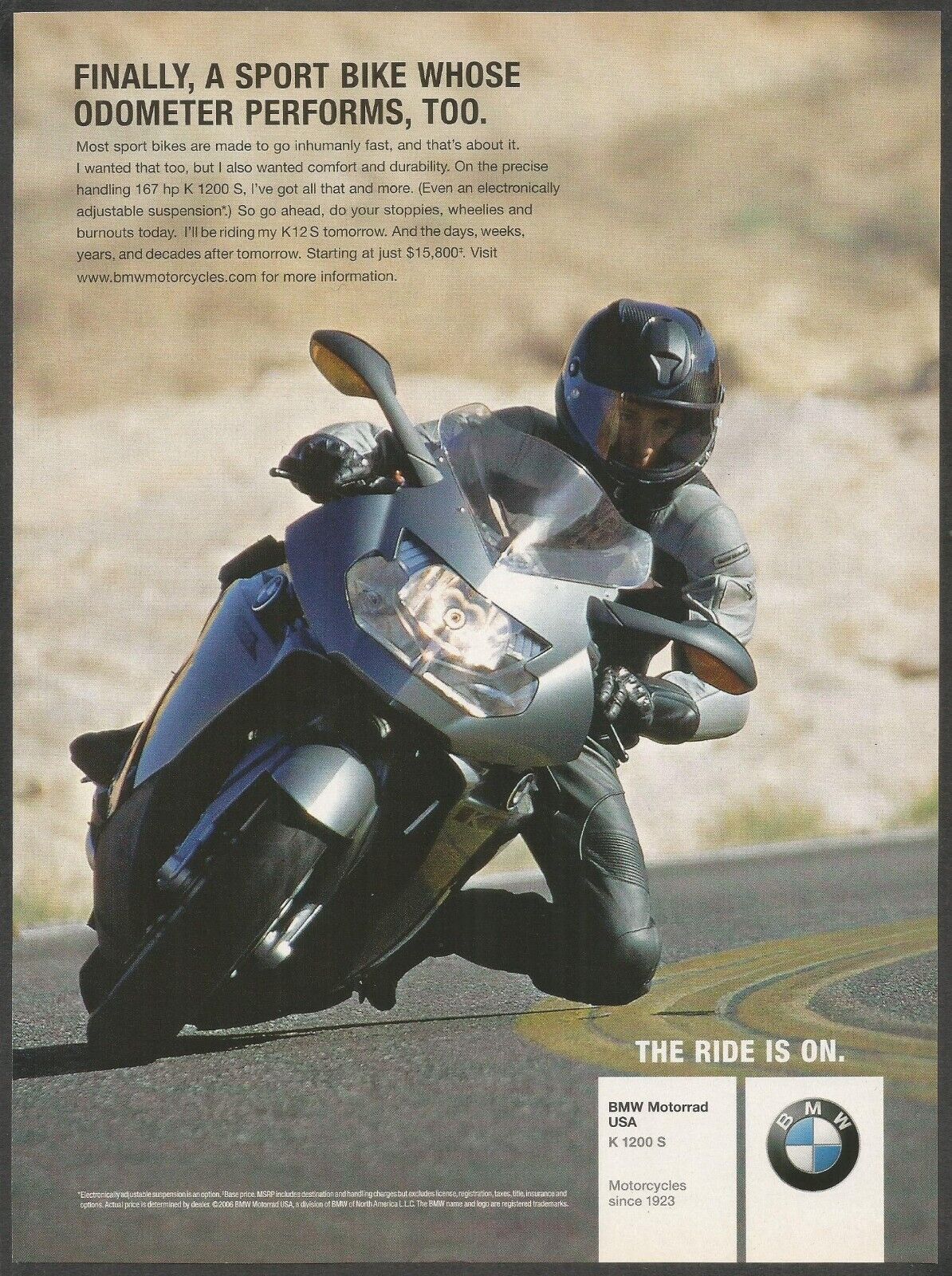 BMW K 1200 S  Motorbike  - 2006 Print Ad