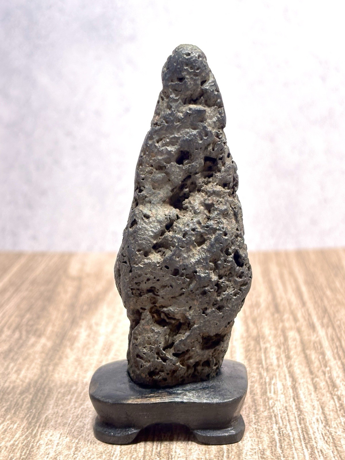 Japanese Suiseki Viewing Stone Kamogawa River w/ Custom Daiza Wood Base Bonsai⁠