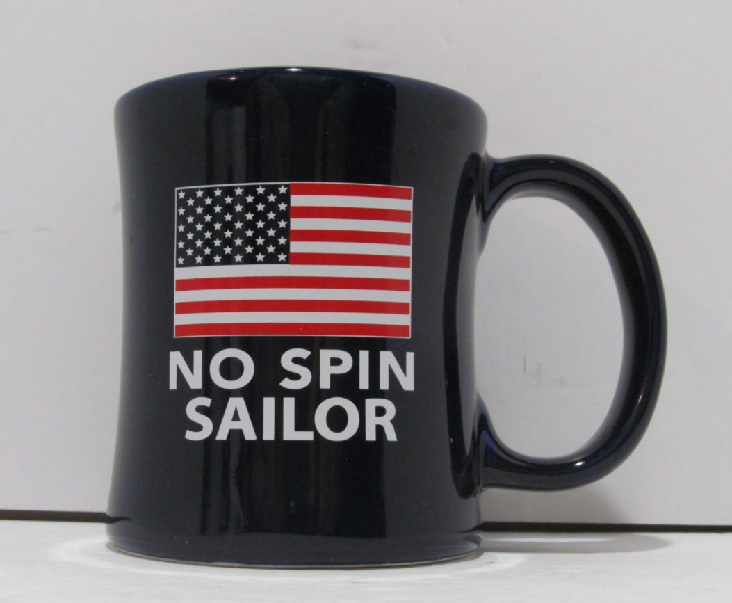 NO SPIN SAILOR O'Reilly's No Spin Zone Navy Blue 14 Oz Ceramic Coffee Cup Mug