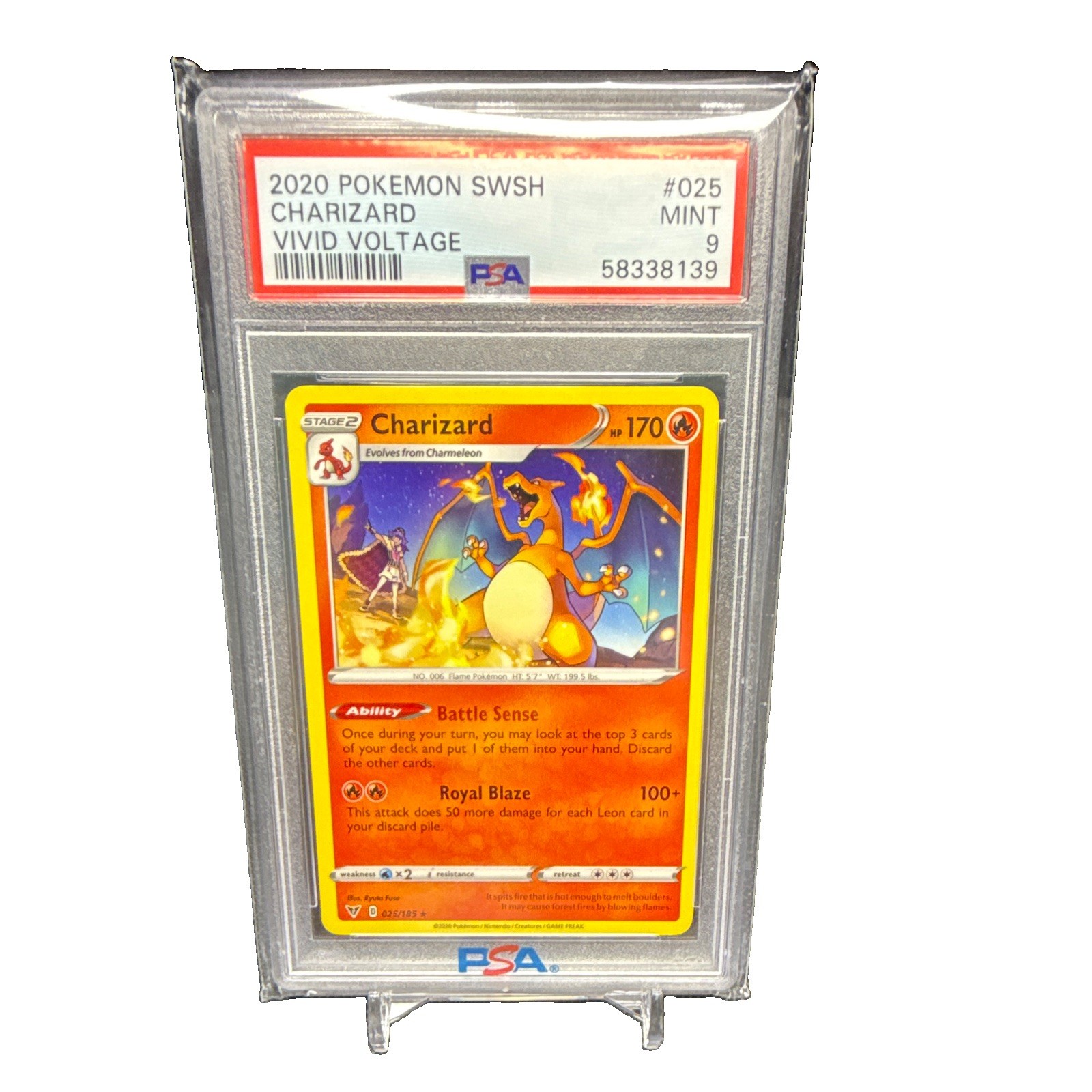 Pokemon TCG Charizard 025/185 English CP 170 SWSH04 Vivid Voltage PSA 9