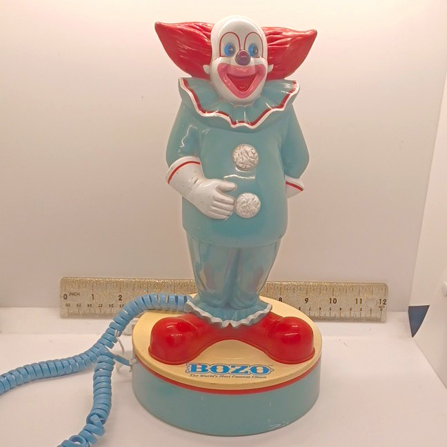 TeleMania Bozo the Clown Corded Telephone Tone/Pulse Dialer 1988 TeleMania Bozo the Clown Corded Telephone Tone/Pulse Dialer 1988