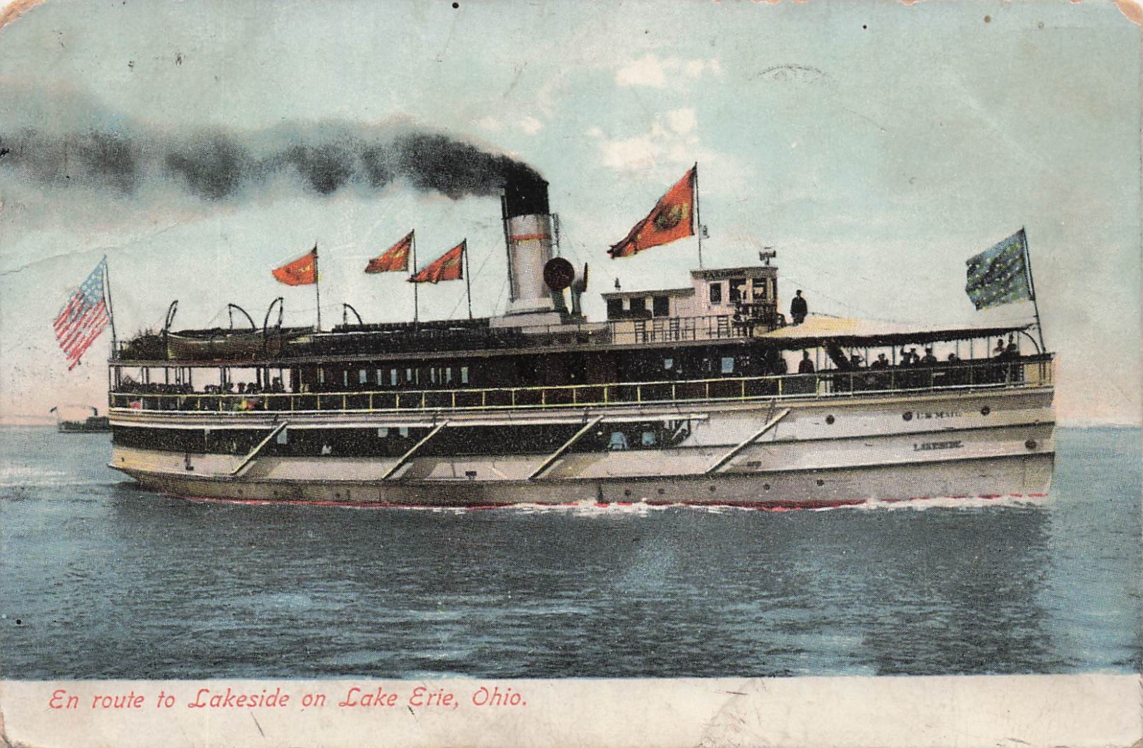 US Mail Steamer Arrow Lake Erie Lakeside Ohio Vtg Postcard 41A
