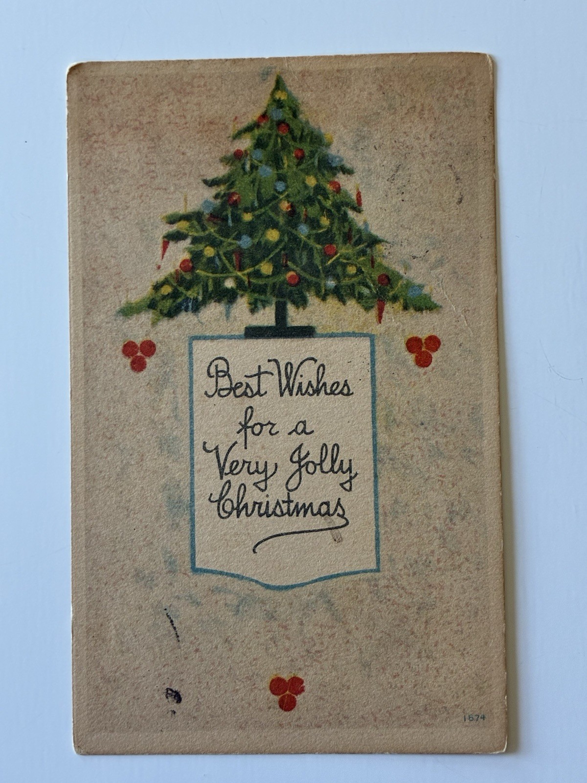 Antique 1915 Christmas Postcard Decorated Christmas Tree Posted CT 1c Stamp