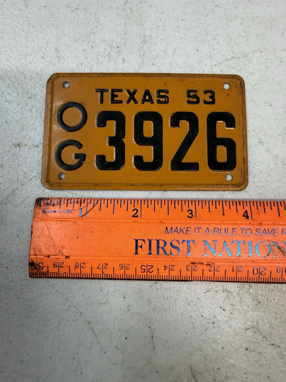 1953 Texas Wheaties Miniature Bicycle License Plate