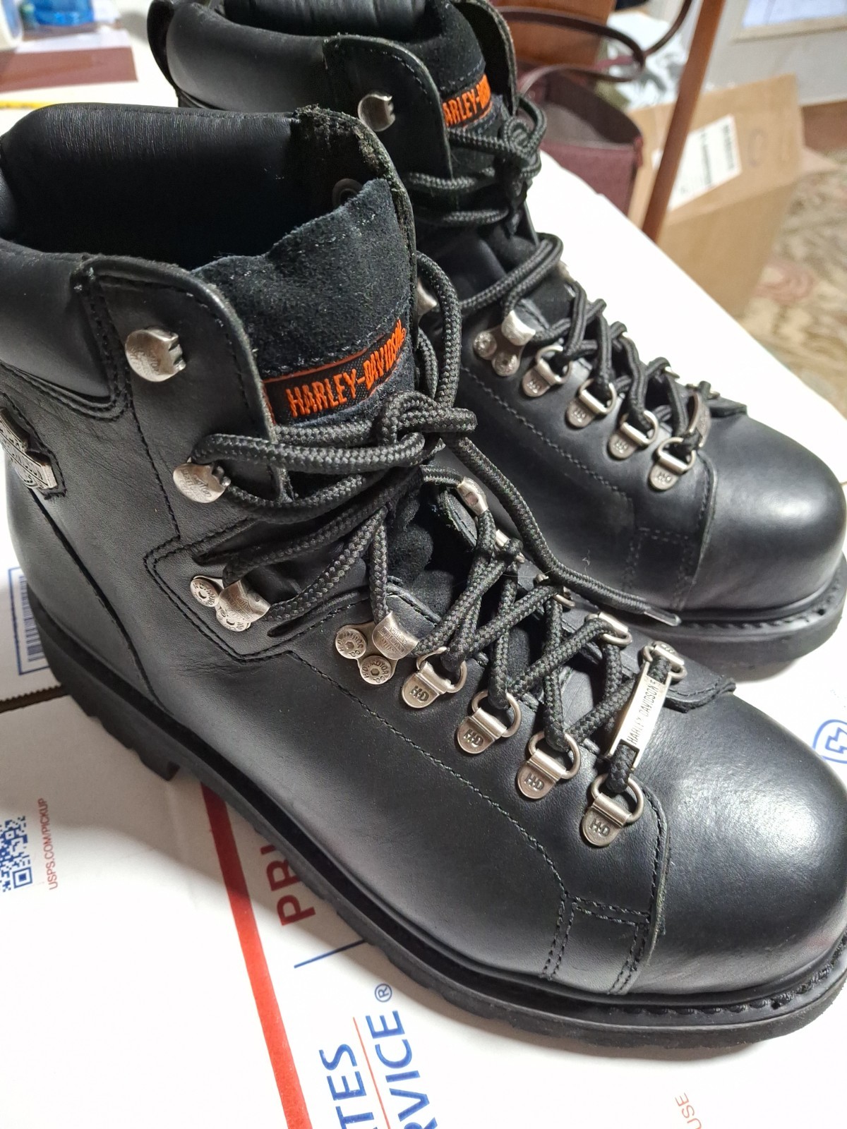 Harley Davidson Dipstick Steel Toe Black Leather Boots Excellent Condition 