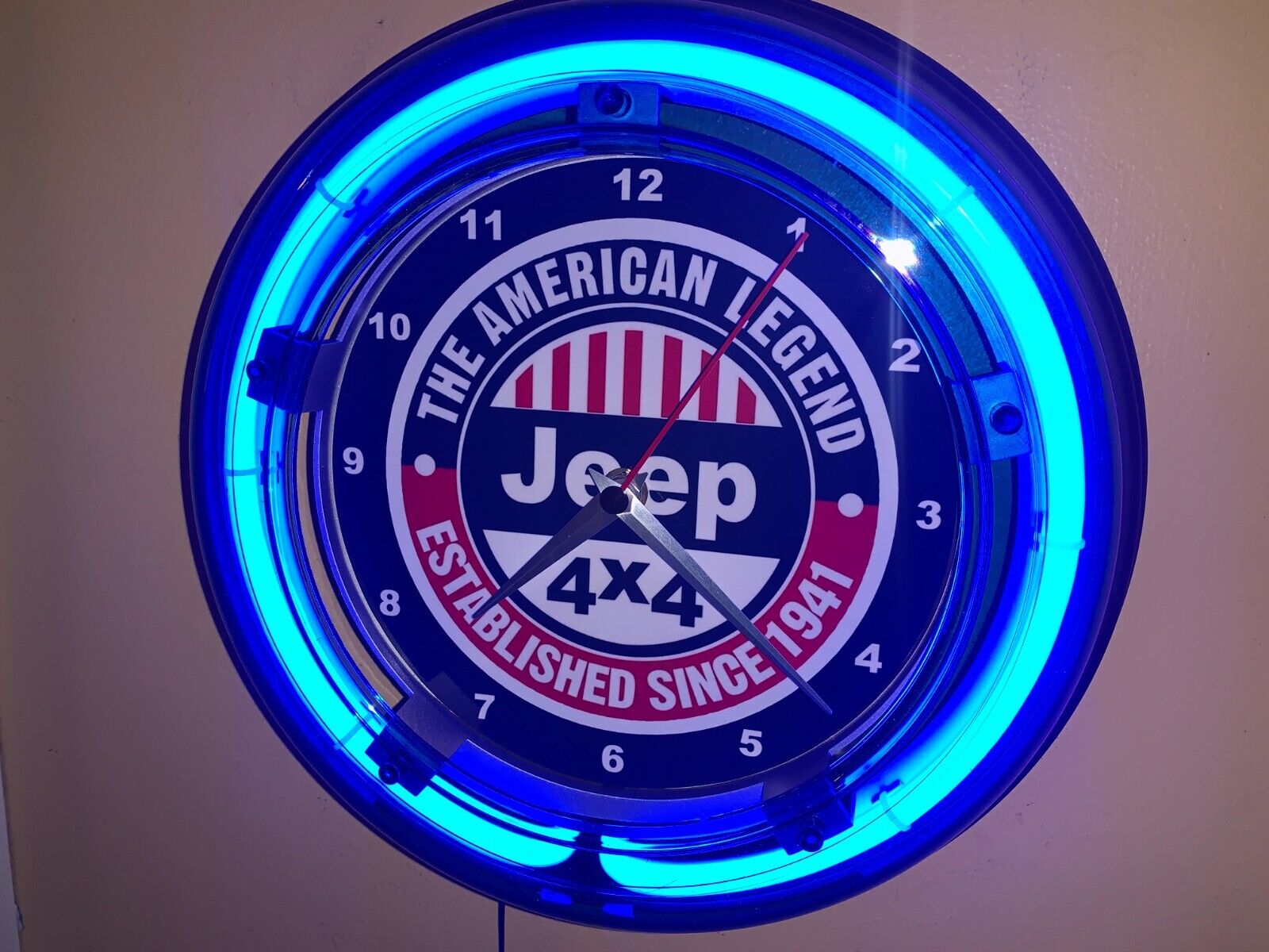 Jeep 4X4 Motors Auto Garage Man Cave Neon Wall Clock Advertising Sign