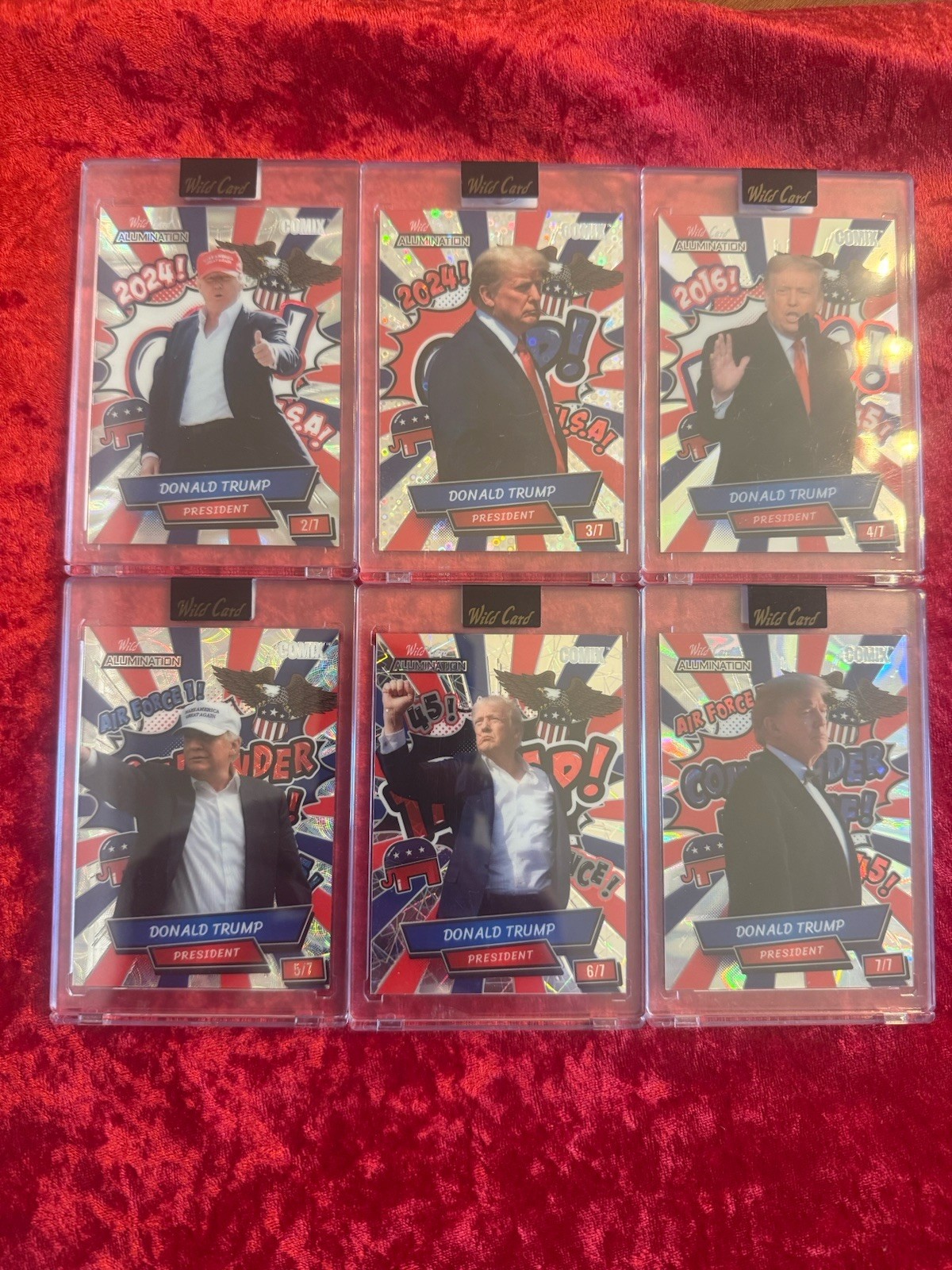 Wild Card Alumination Comix Donald Trump Set DT1-DT6: /7 Sequential Set